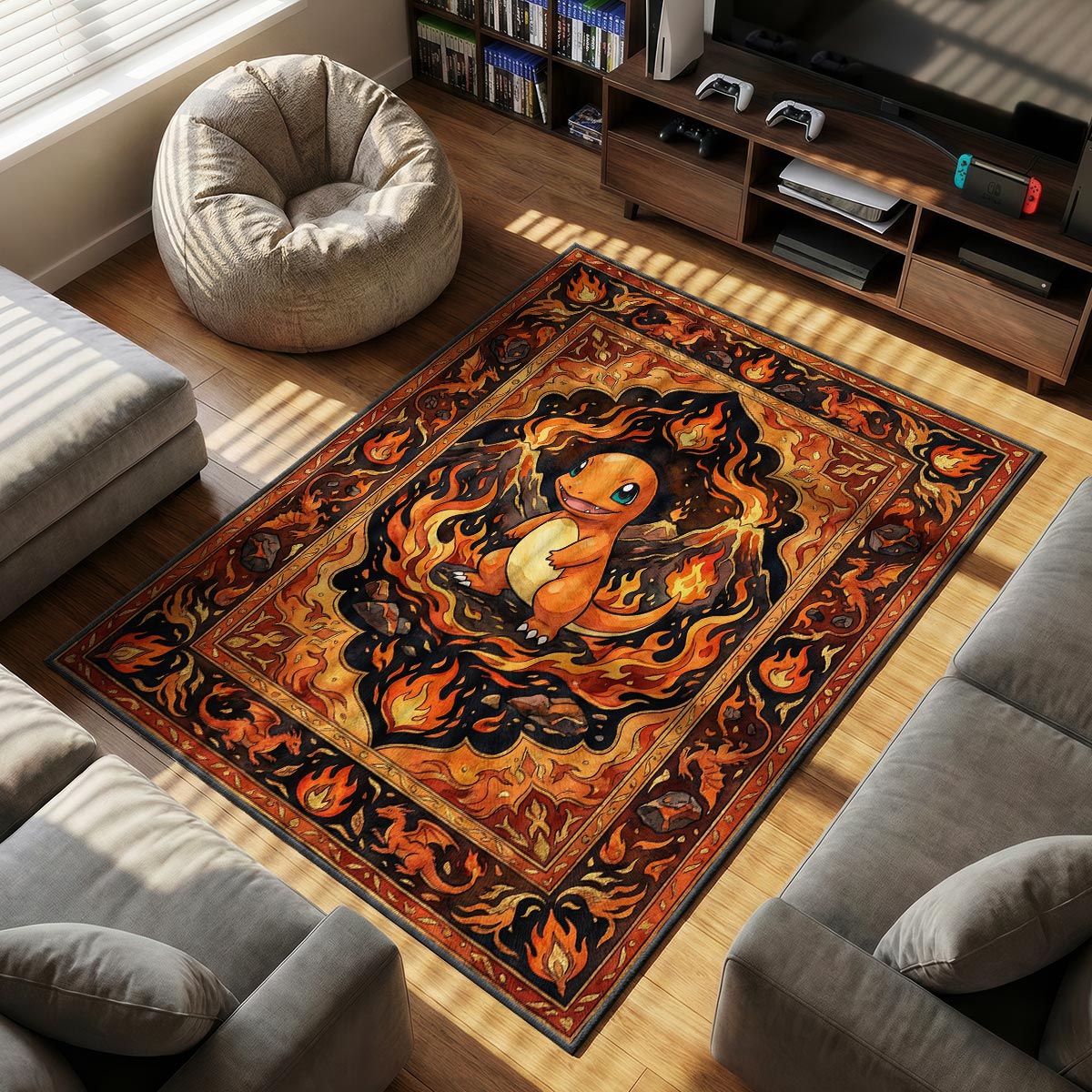 Charmander Flame themed area rug for Vintage fans