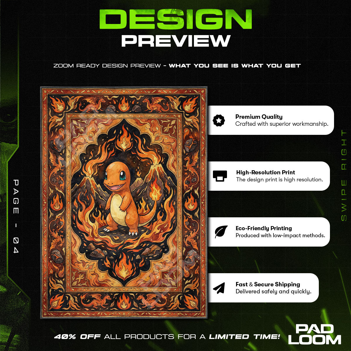 Chair character design printed on rug