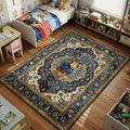 Chase police pup PAW Patrol kids area rug with sheriff stars on navy gold tapestry