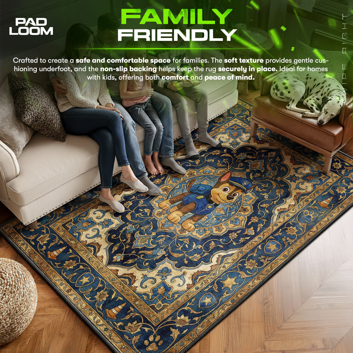 Bedroom character design printed on rug