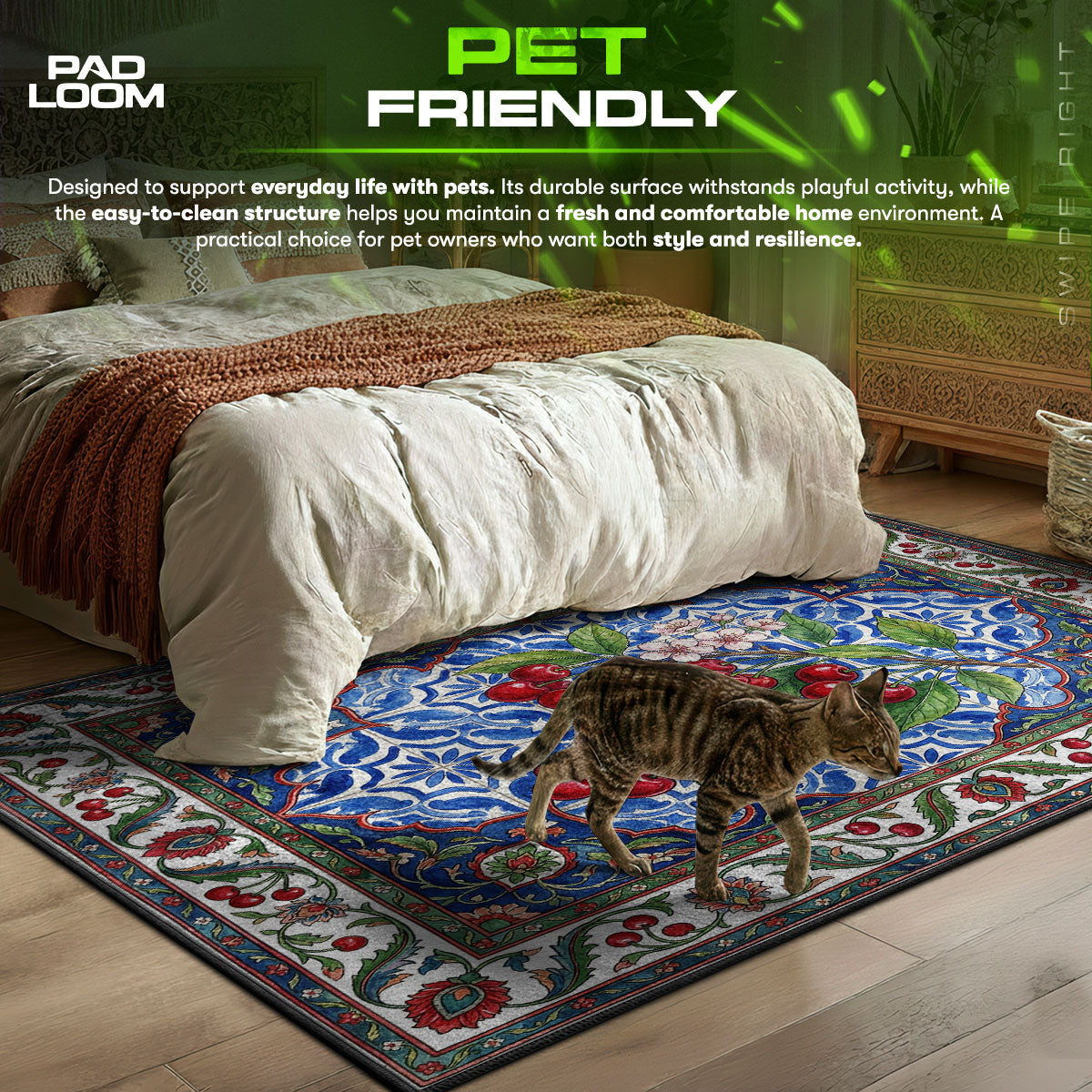 Cherry Blossom themed area rug for home decor fans