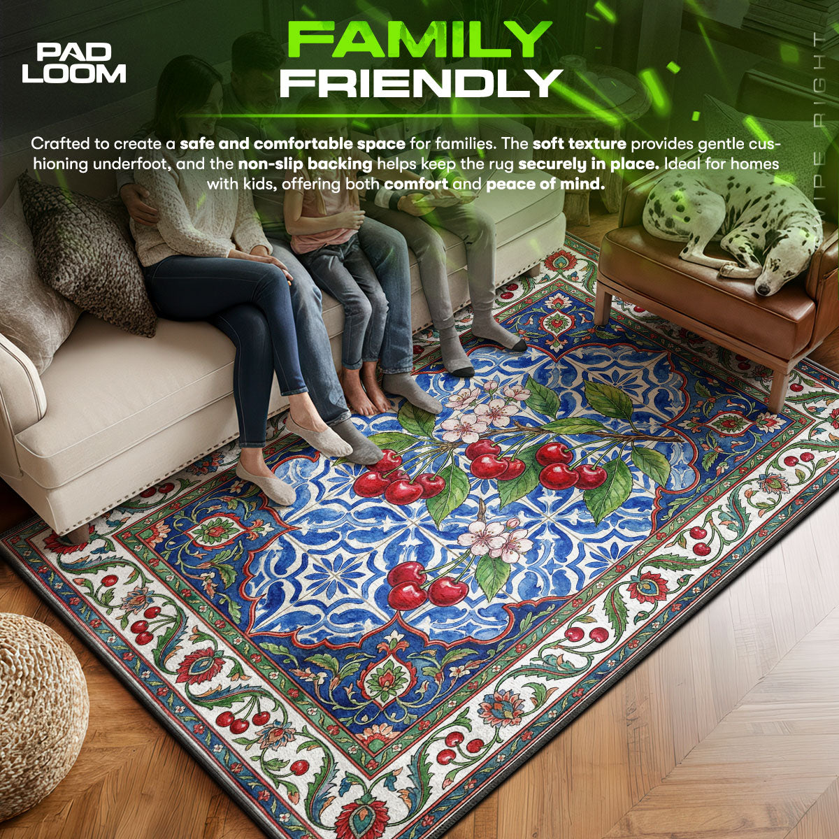 Floor character design printed on rug