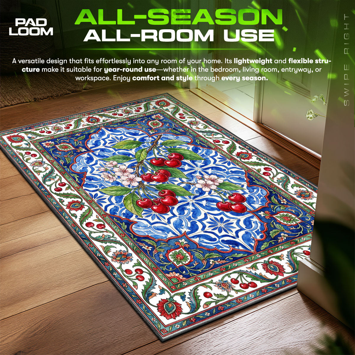 Detailed close-up of Cherry rug pattern