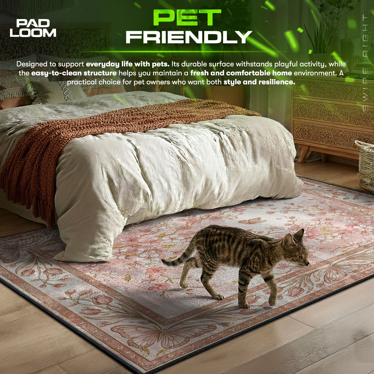 Cherry Blossom themed area rug for home decor fans