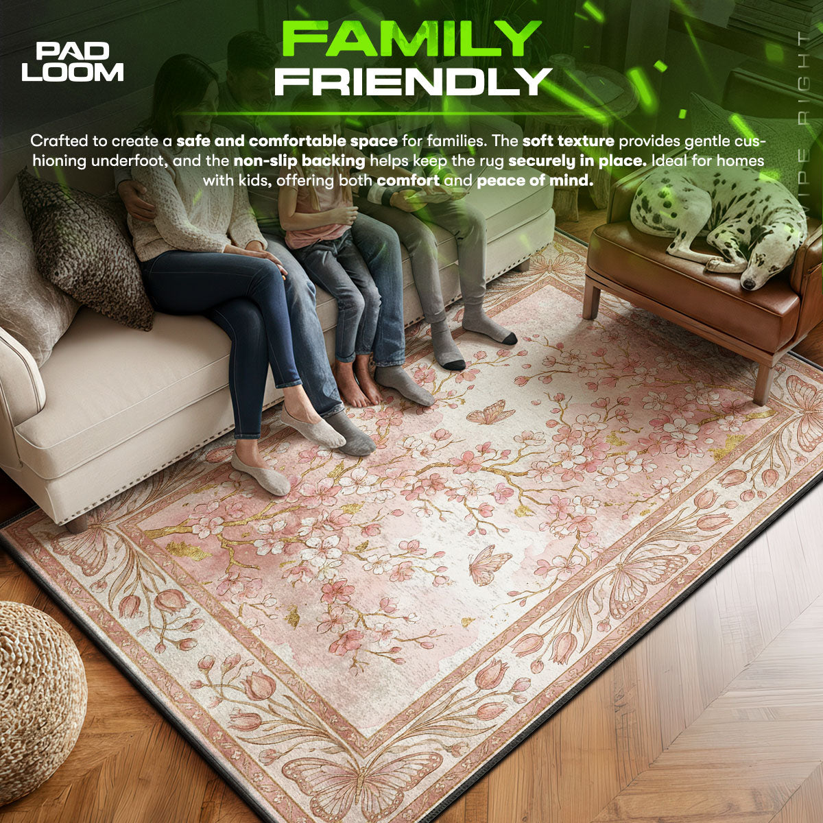 Area character design printed on rug