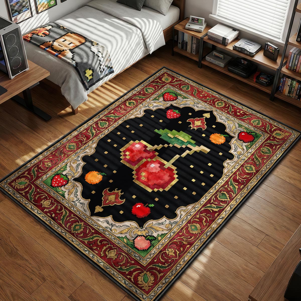 Cherry Pixel Bonus Rug - Pac-Man Chair Mat | Padloom