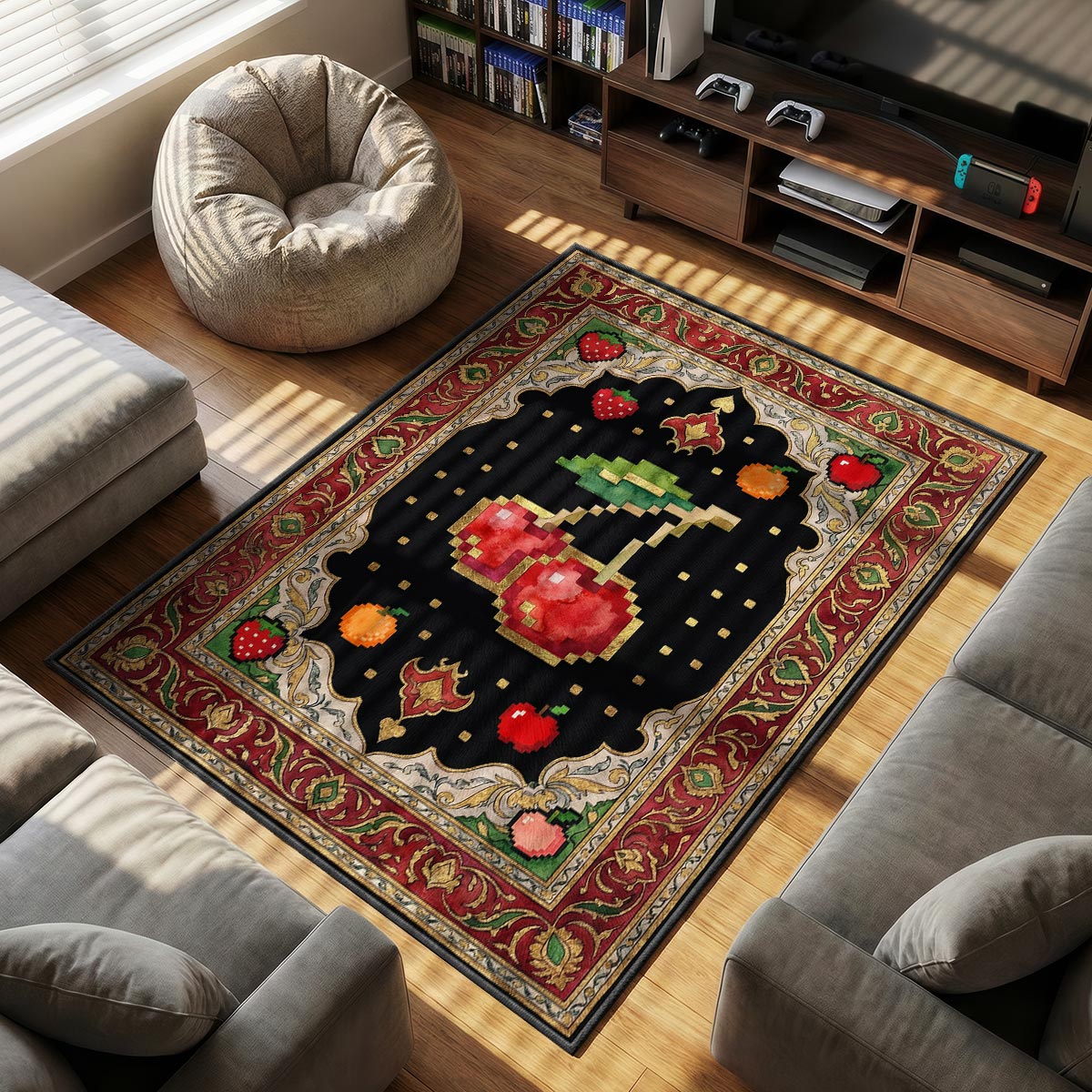 Cherry Pixel Bonus Rug - Pac-Man Chair Mat