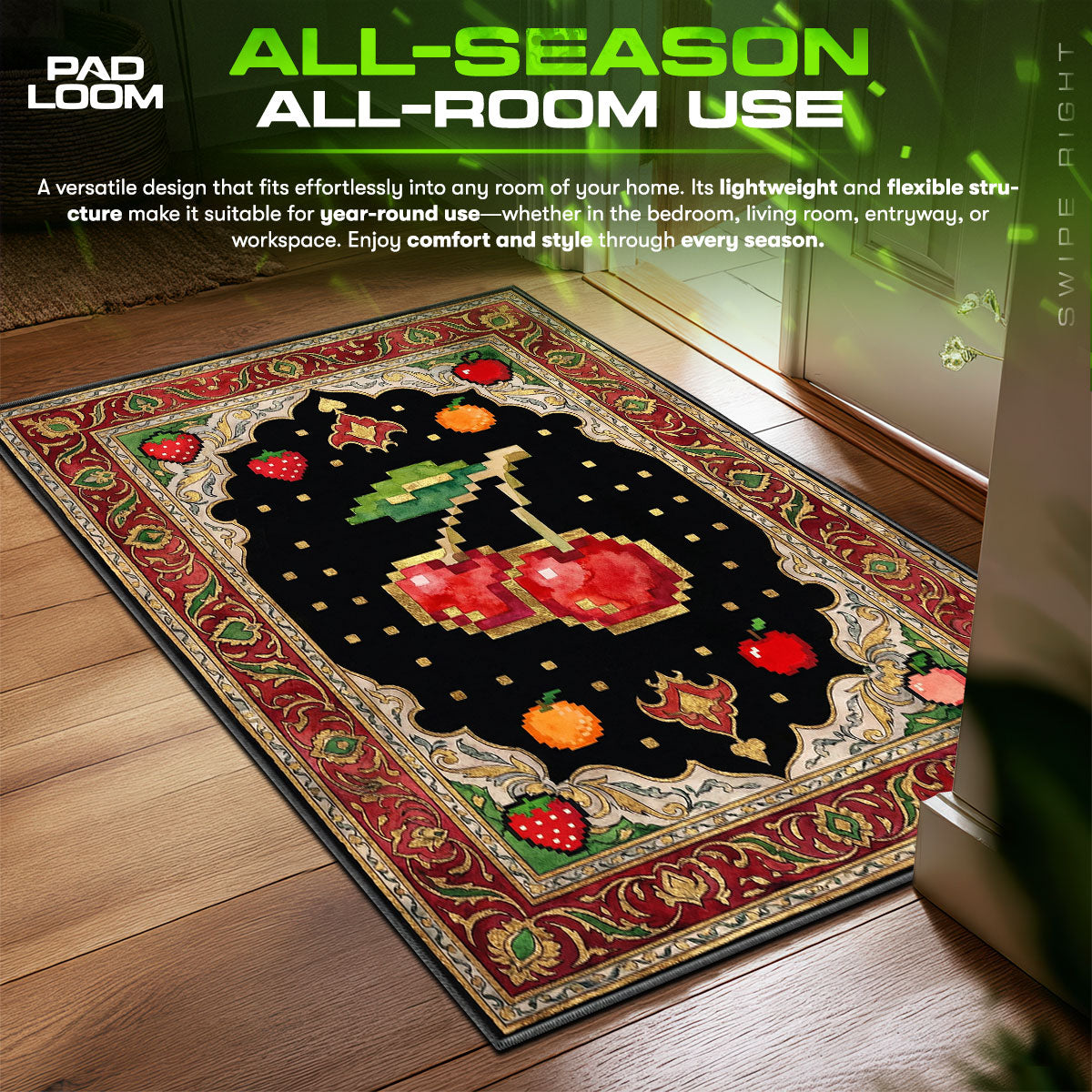 Cherry Pixel Bonus Rug - Pac-Man Chair Mat