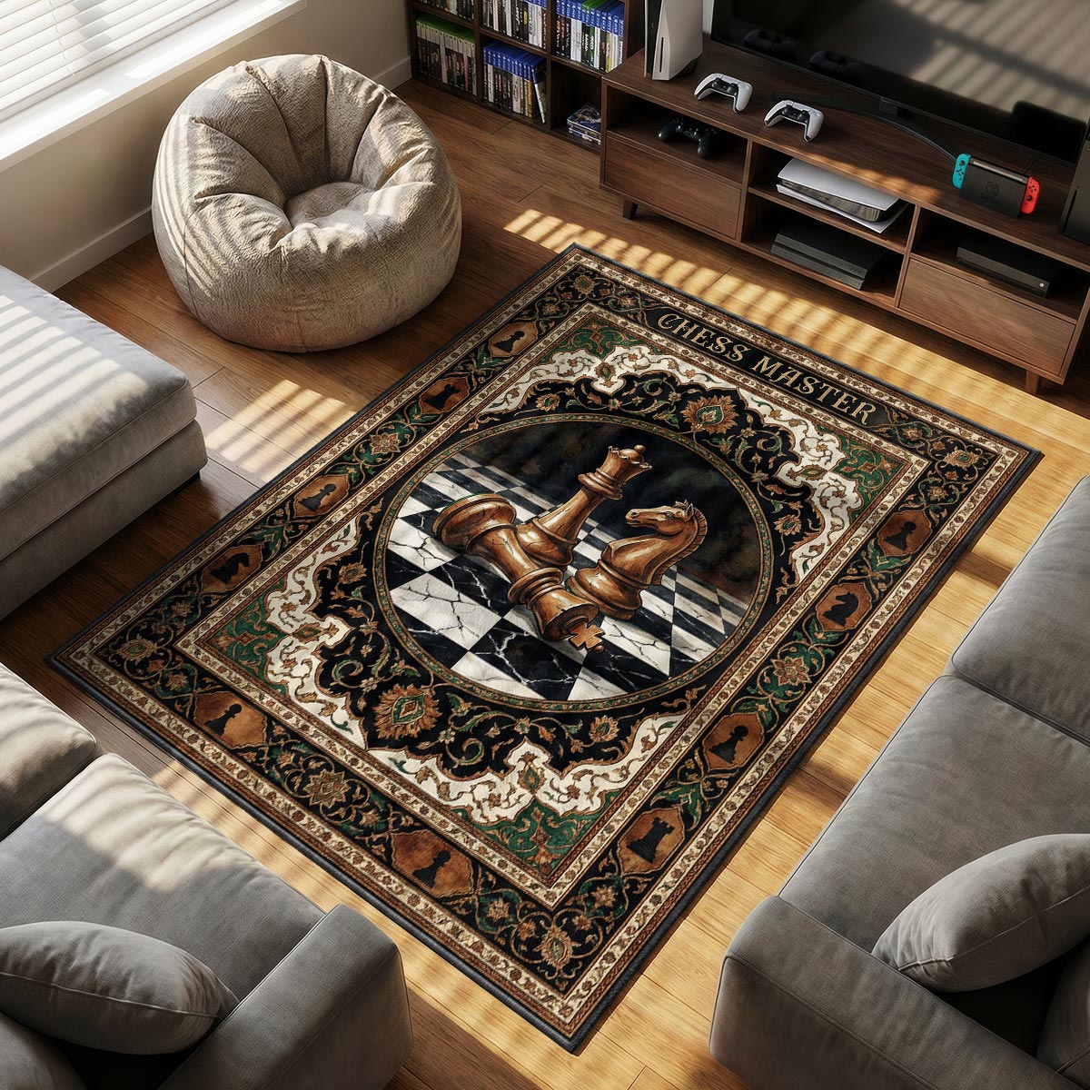 Area character design printed on rug
