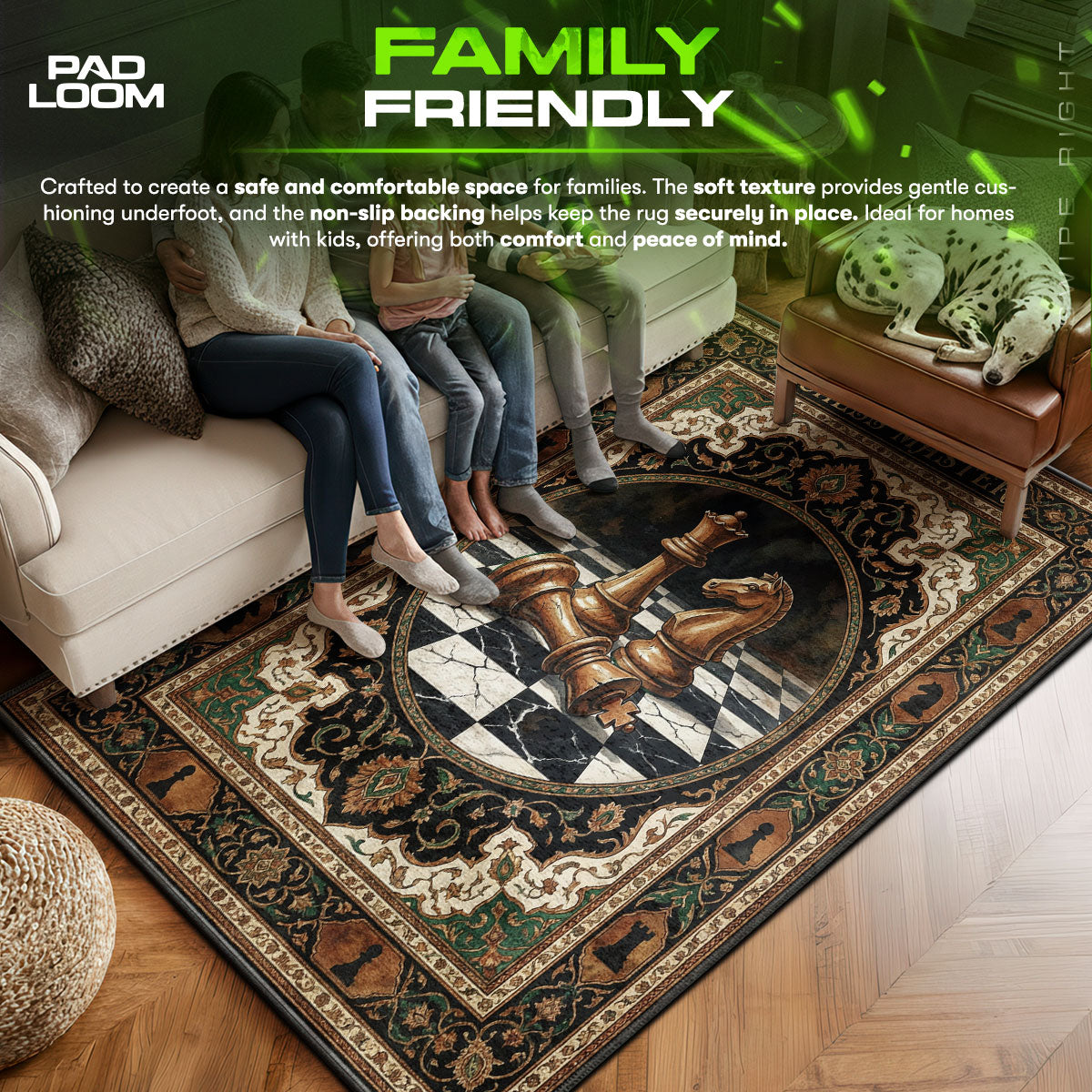 Chess Master Checkmate Strategy Game Area fan rug — premium quality print