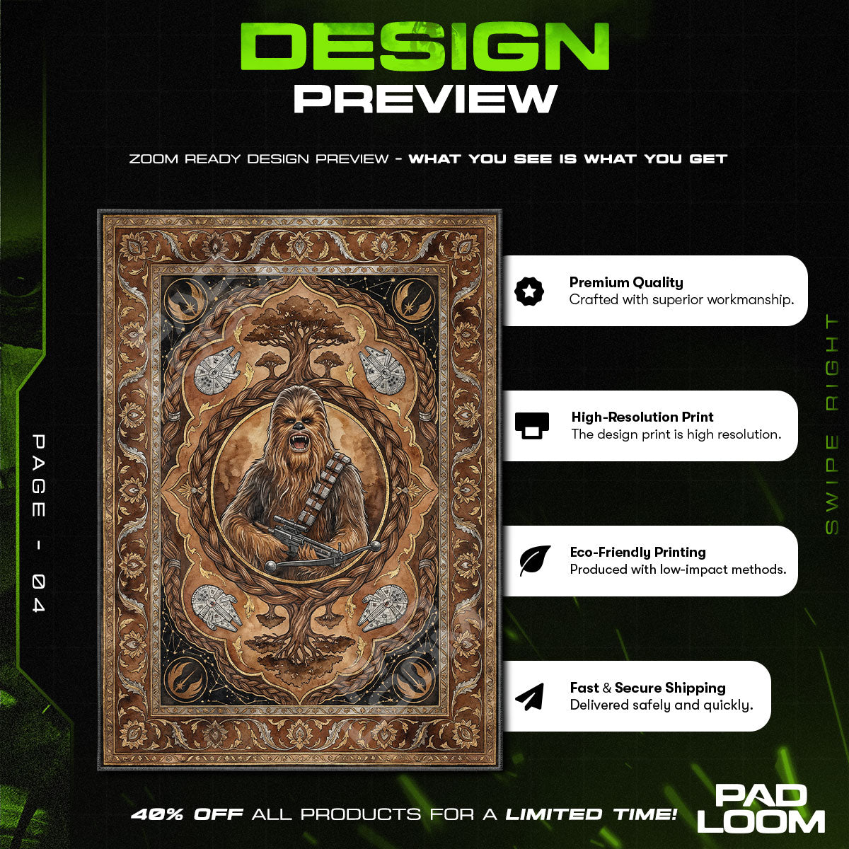 Room character design printed on rug