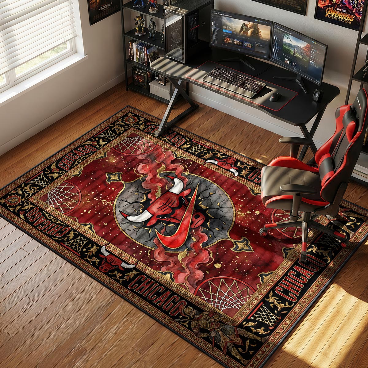 Chicago Bulls Gothic Crest Rug - Hypebeast Floor Mat