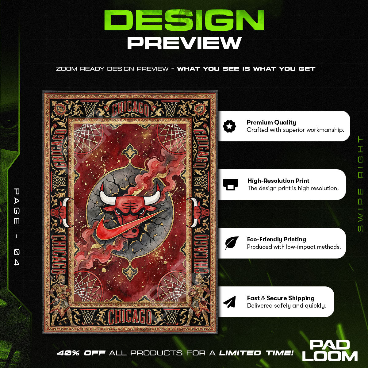 Chicago Bulls Gothic Crest Rug - Hypebeast Floor Mat