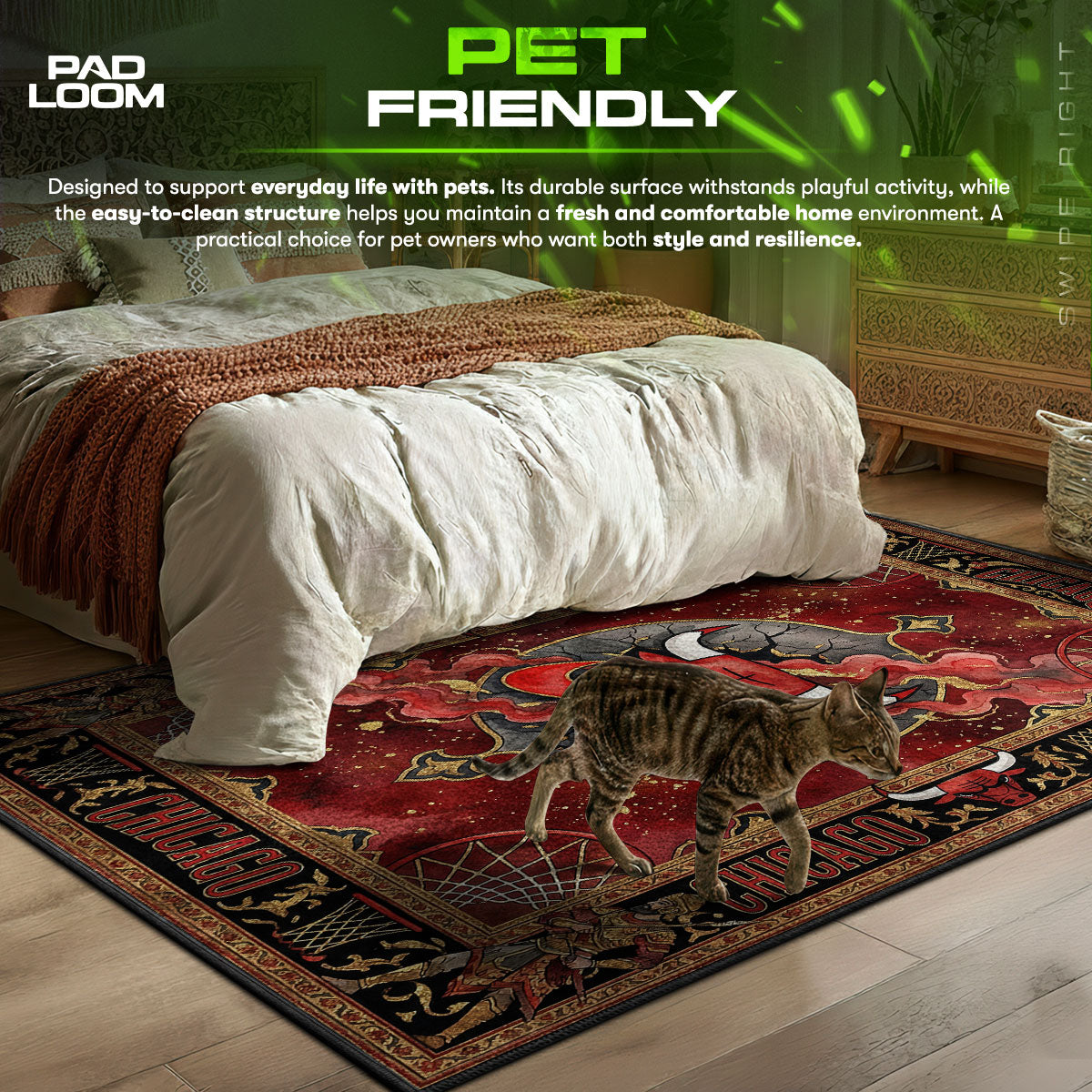 Chicago Bulls Gothic Crest Rug - Hypebeast Floor Mat