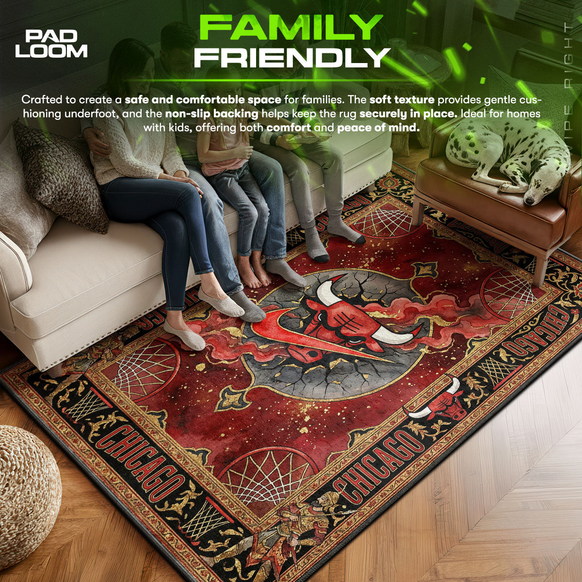 Chicago Bulls Gothic Crest Rug - Hypebeast Floor Mat