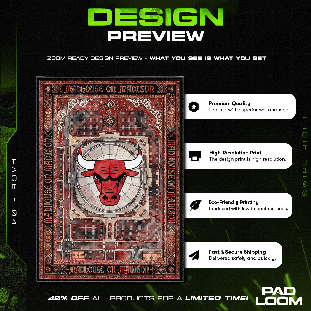 Floor character design printed on rug