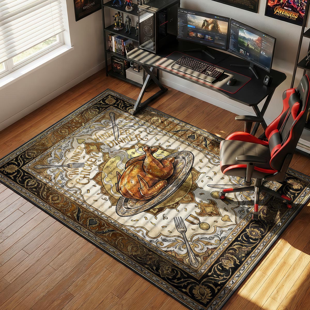Chicken Dinner Feast Rug - PUBG Chair Mat