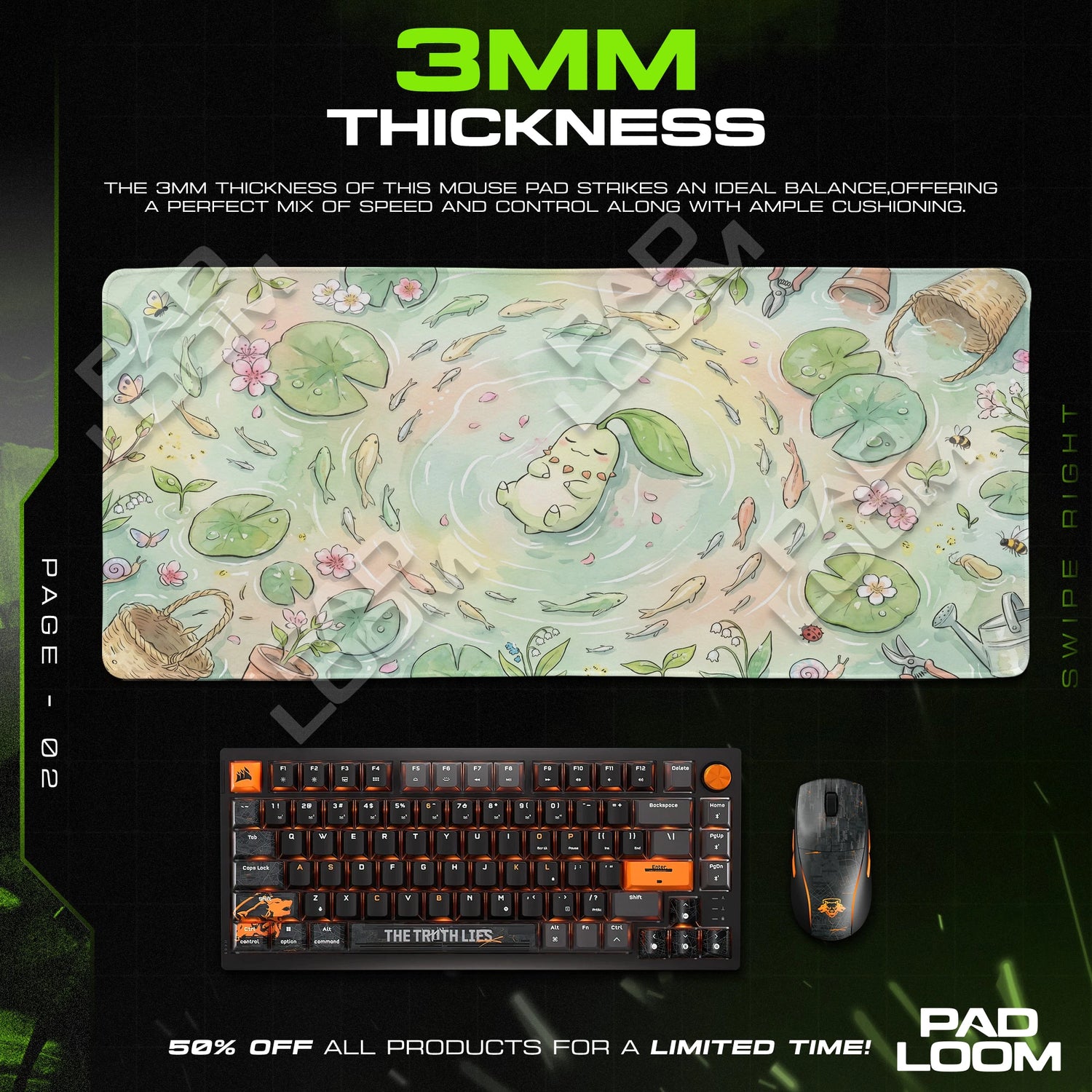 Chikorita Blossom Pond Mouse Pad - Pokemon Desk Mat