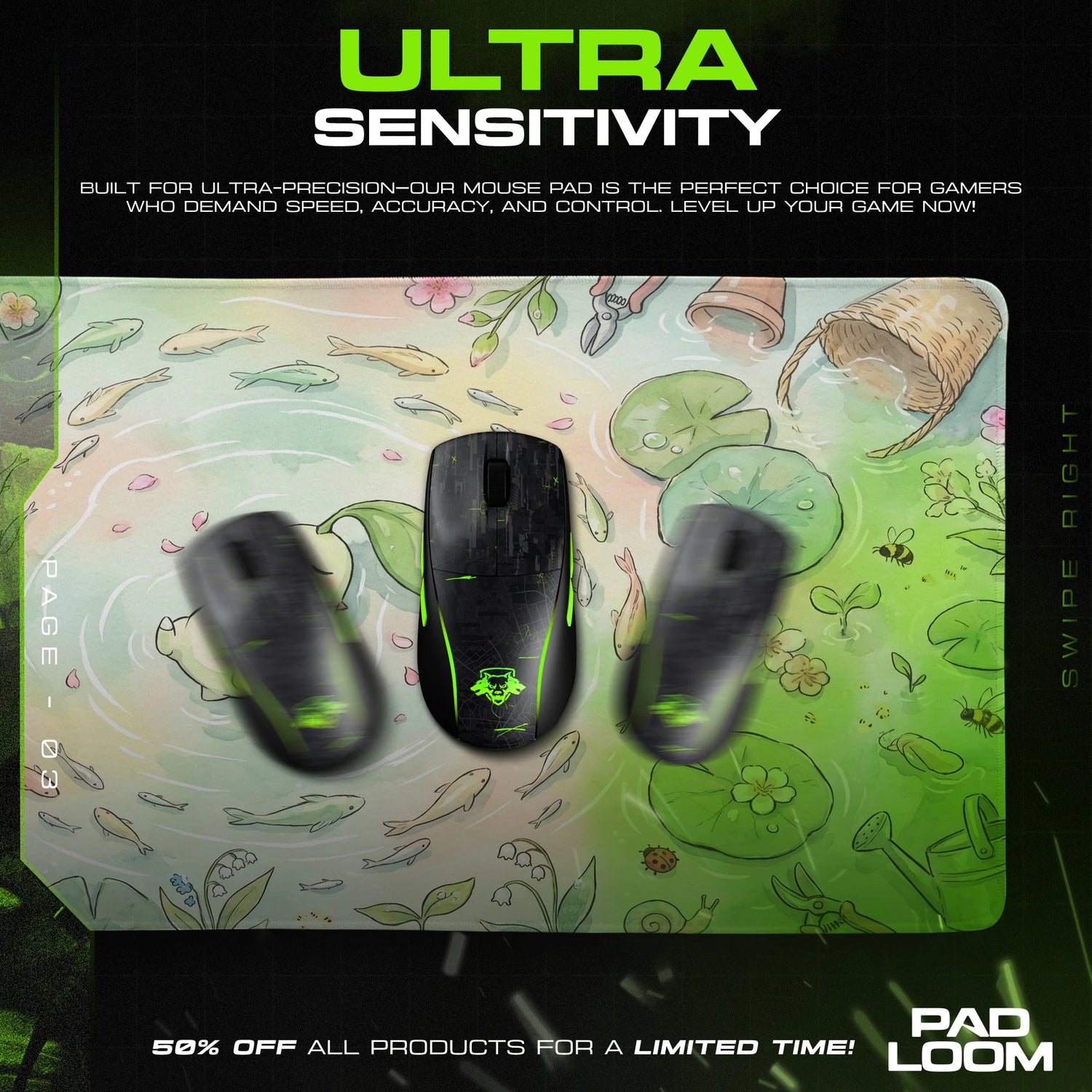 Chikorita Blossom Pond Mouse Pad - Pokemon Desk Mat