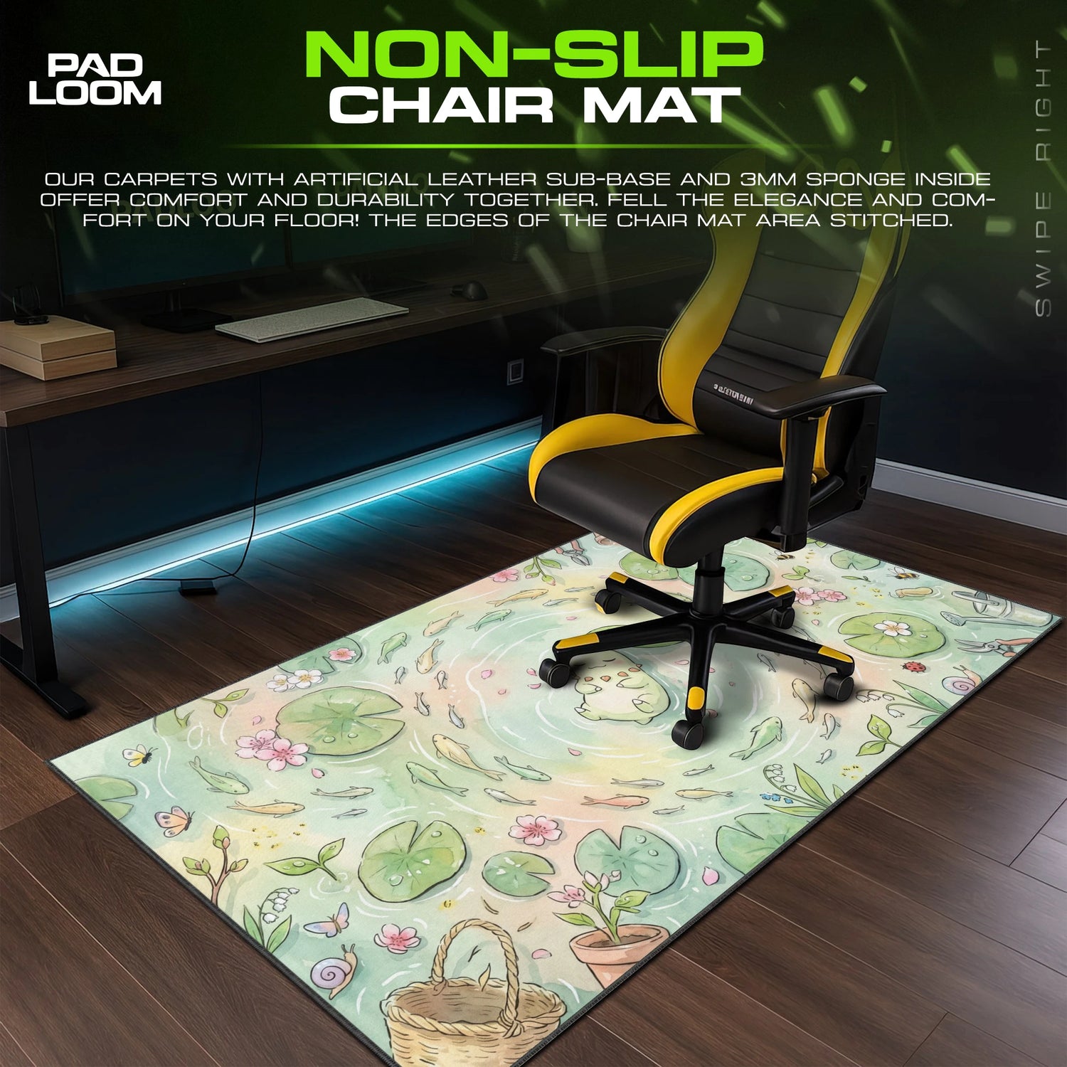 Chikorita Blossom Pond Mouse Pad - Pokemon Desk Mat