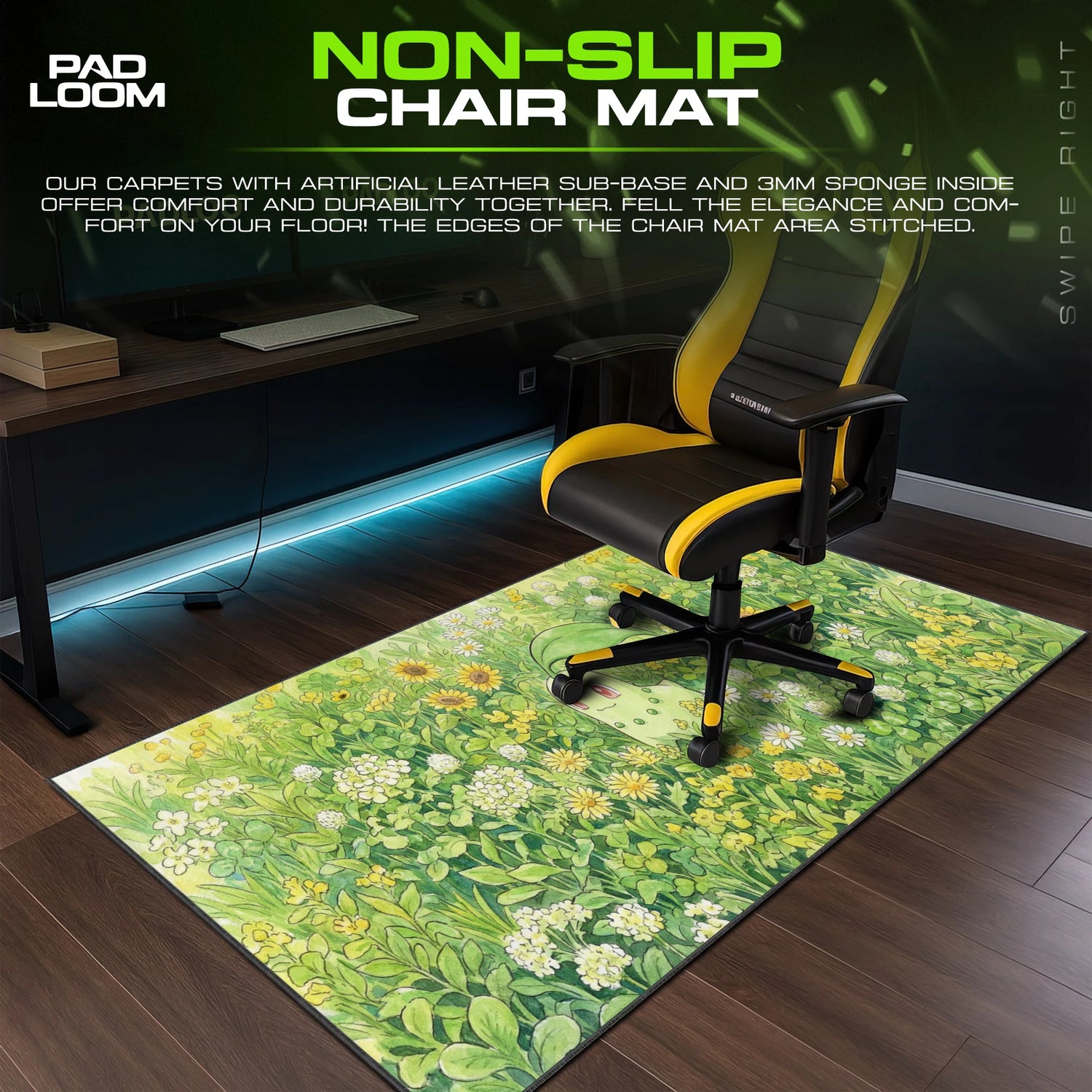 Chikorita Sunflower Patch Mouse Pad - Pokémon Desk Mat