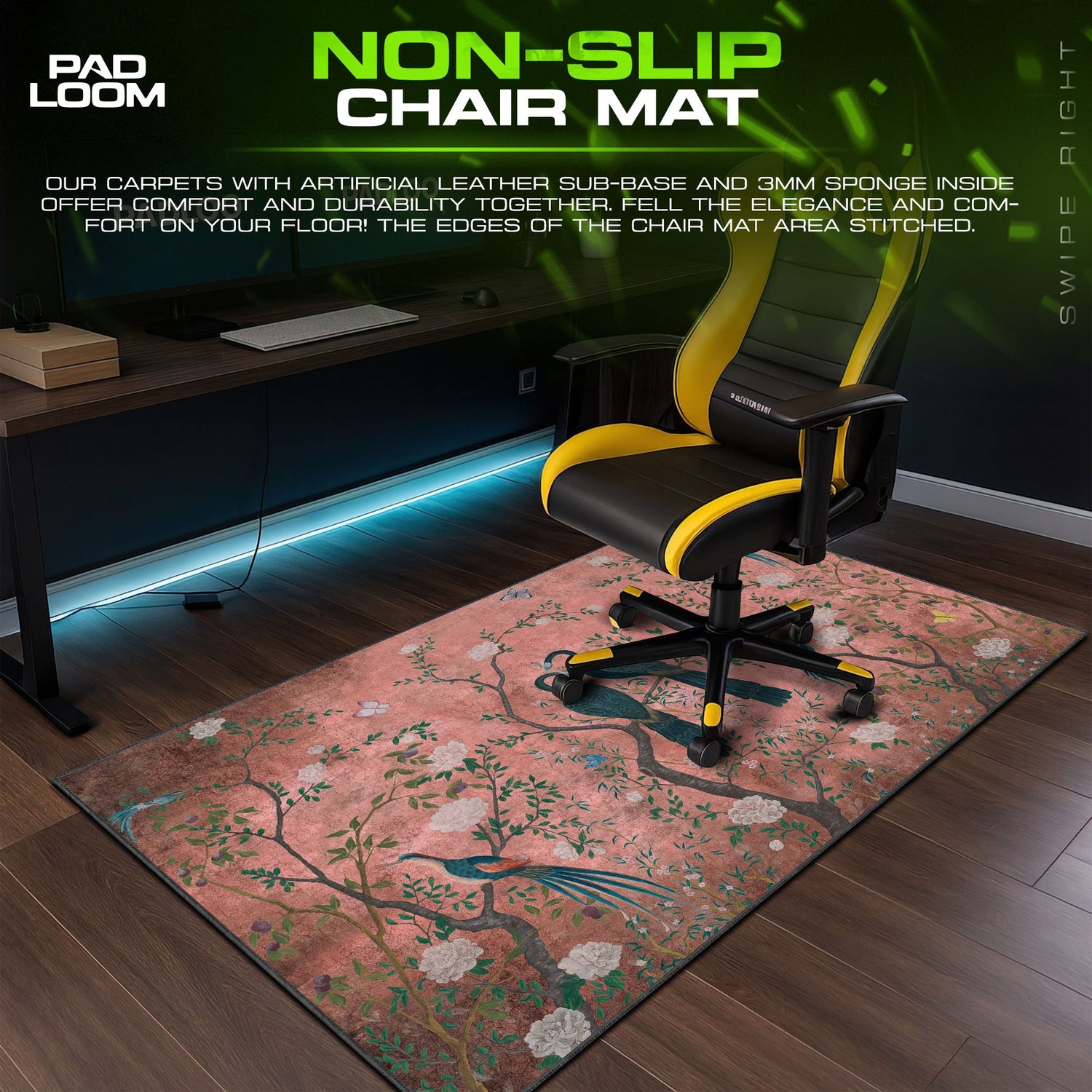 Chinoiserie Peacock Garden Mouse Pad – Aesthetic Desk Mat Padloom