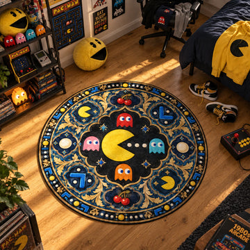 Chomping Ghosts Round Rug - Pacman Chair Mat