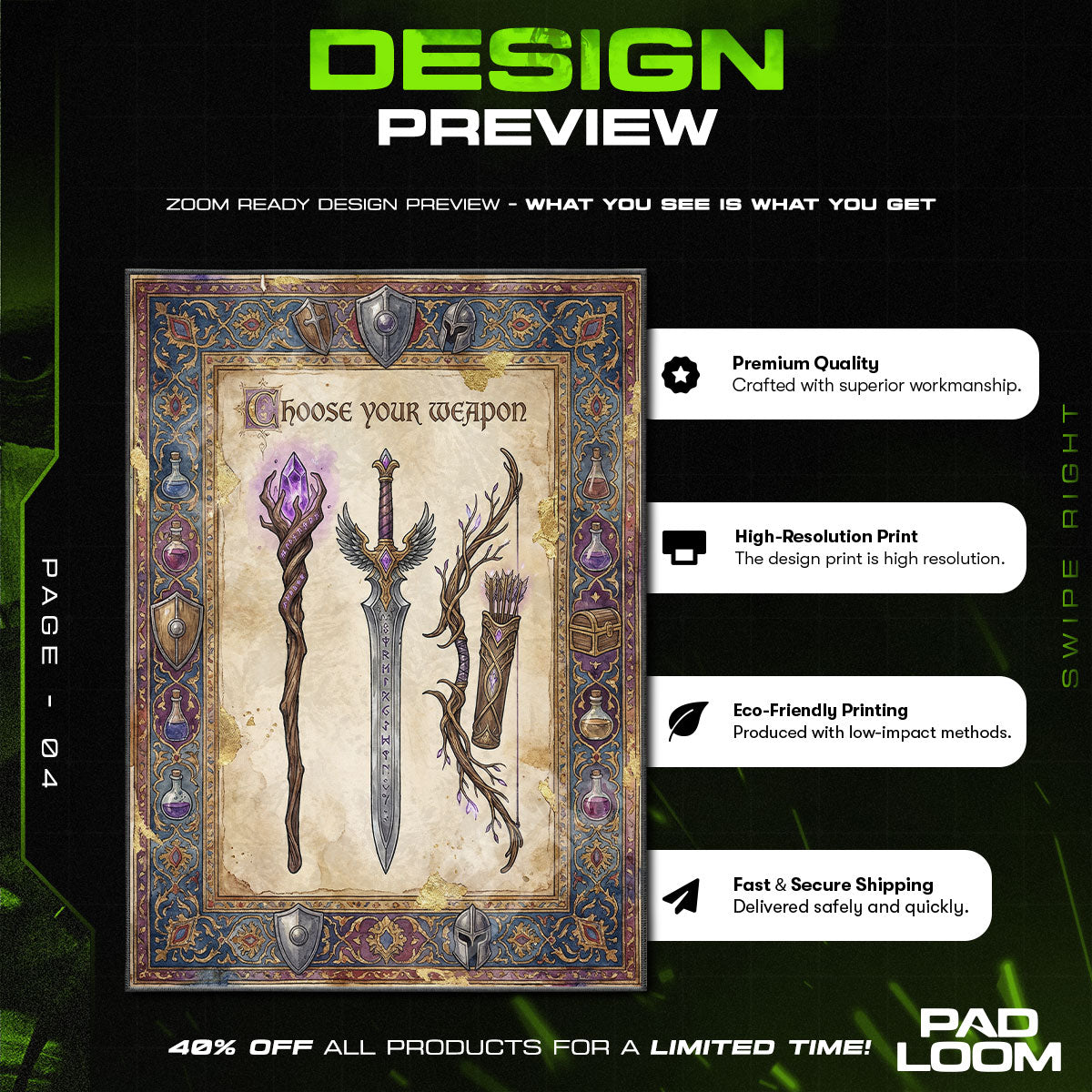 Choose Your Weapon RPG rug — main product view