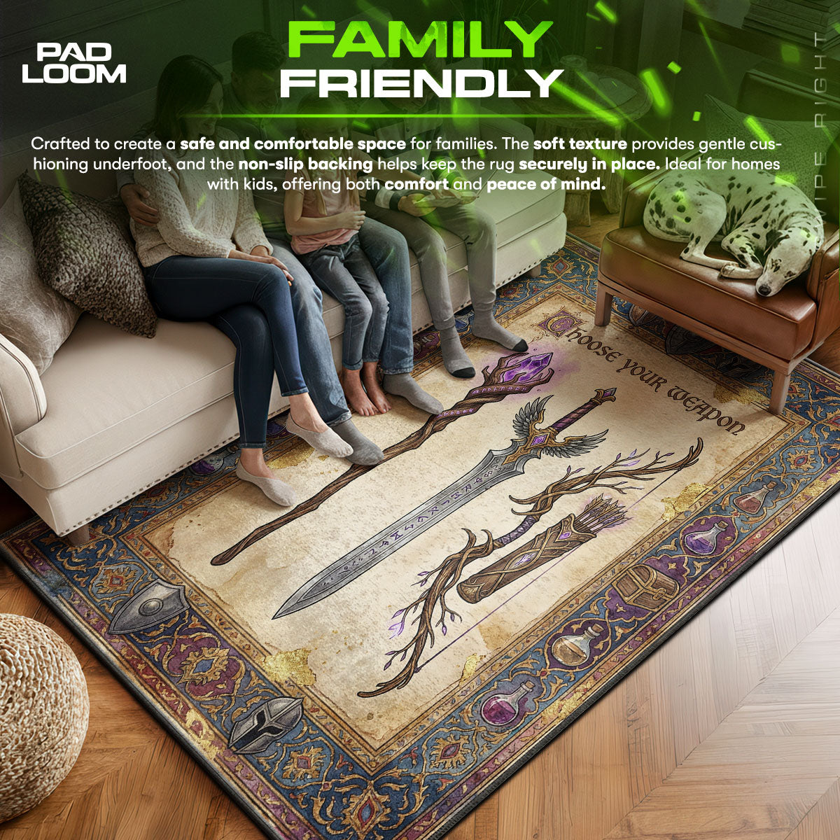 RPG character design printed on rug