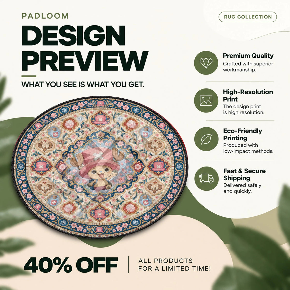 Chopper Waving One Piece round rug full design preview