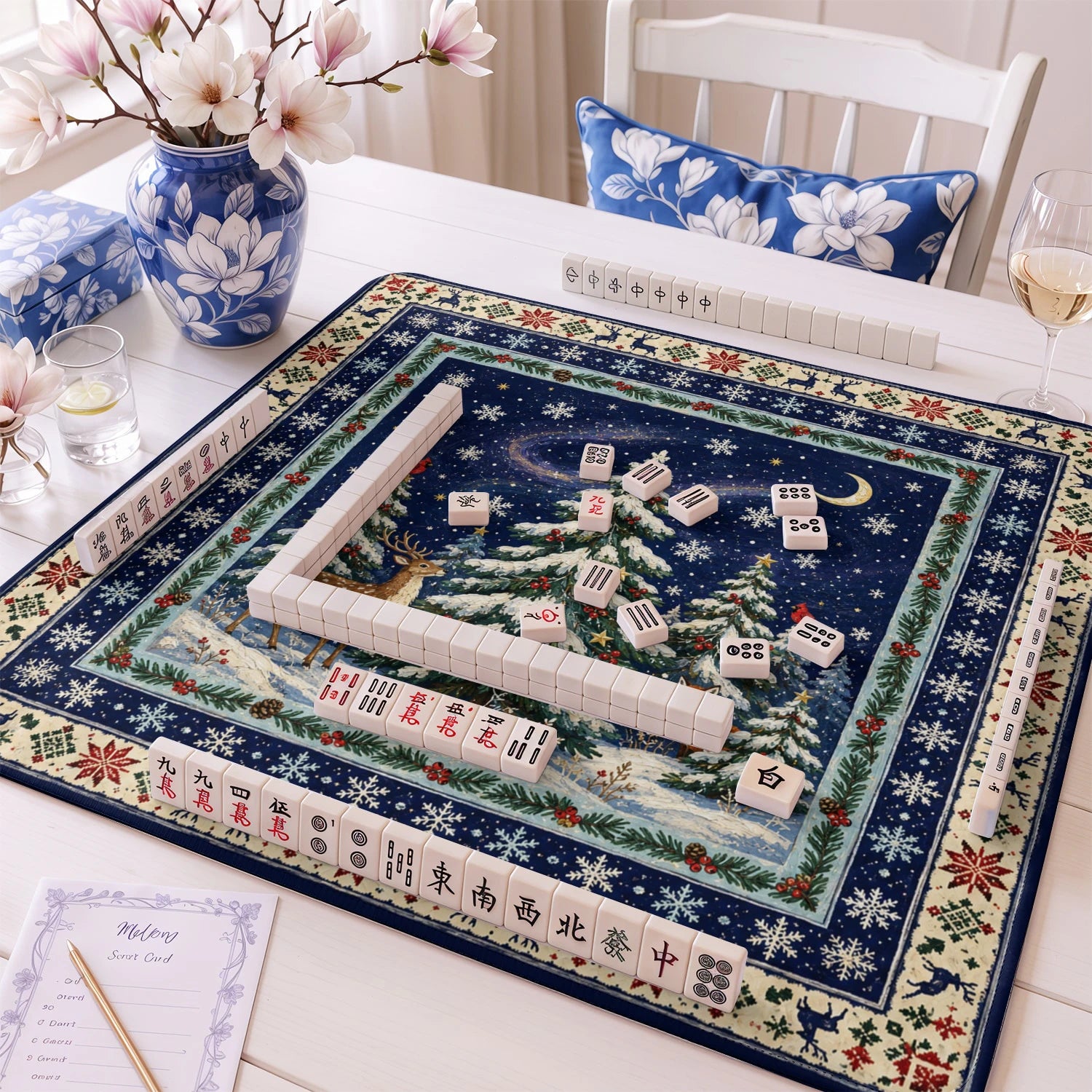Christmas Forest mahjong mat – M (60x60 cm) and L (81x81 cm) sizes