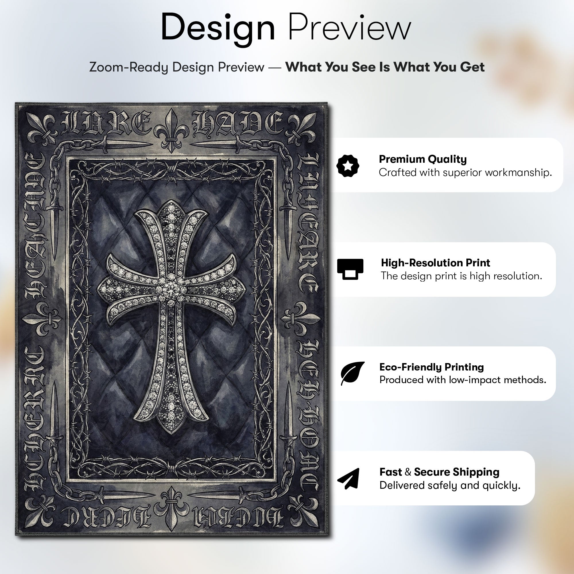 Luxury character design printed on rug