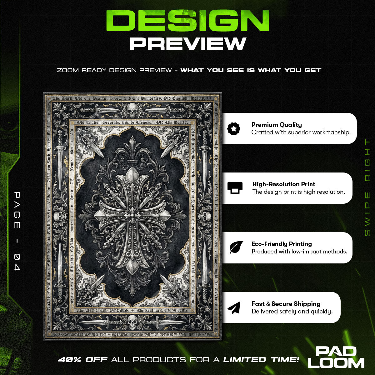 Floor character design printed on rug