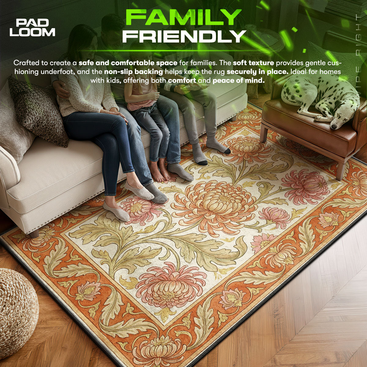 Area character design printed on rug