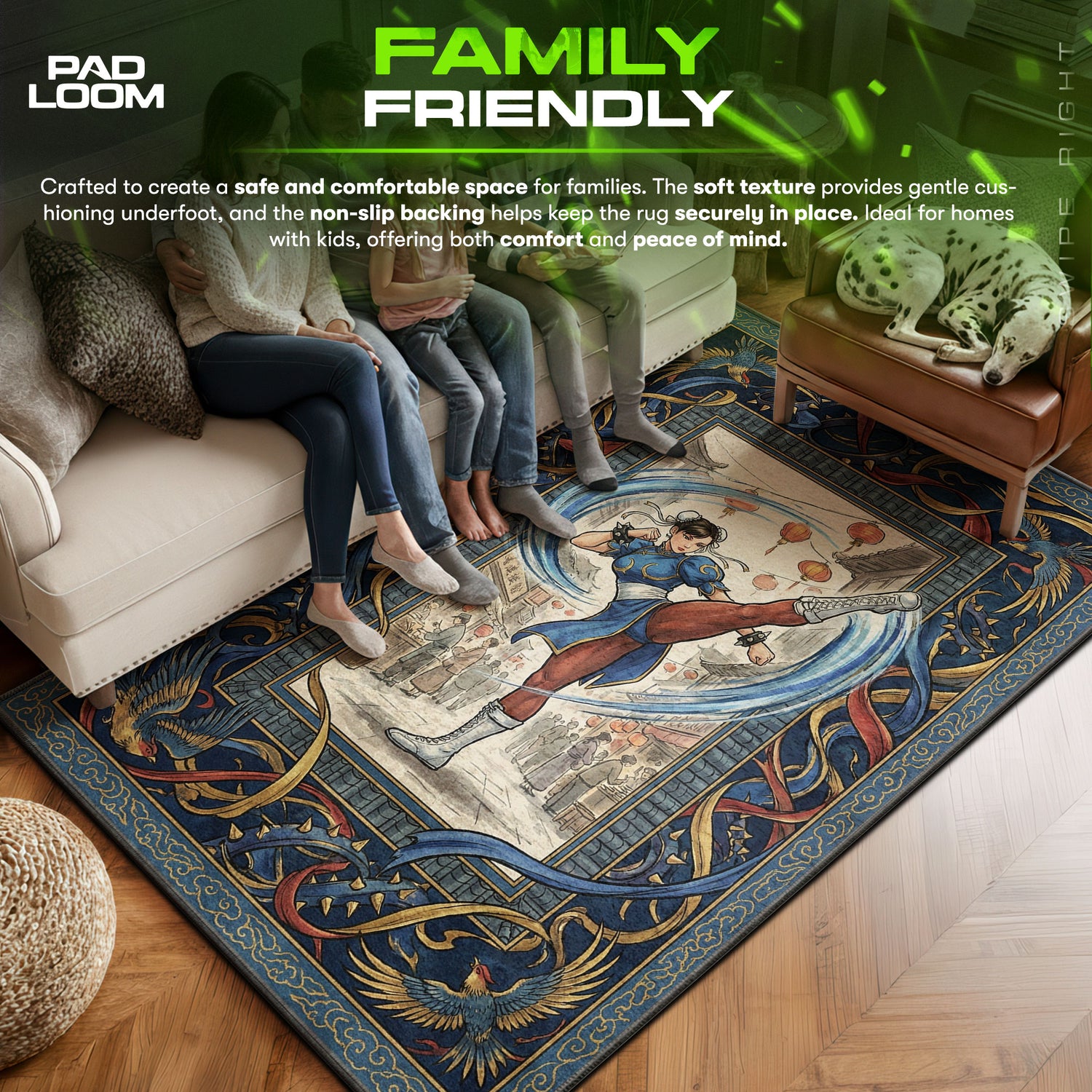 Chun area rug showing full home decor artwork