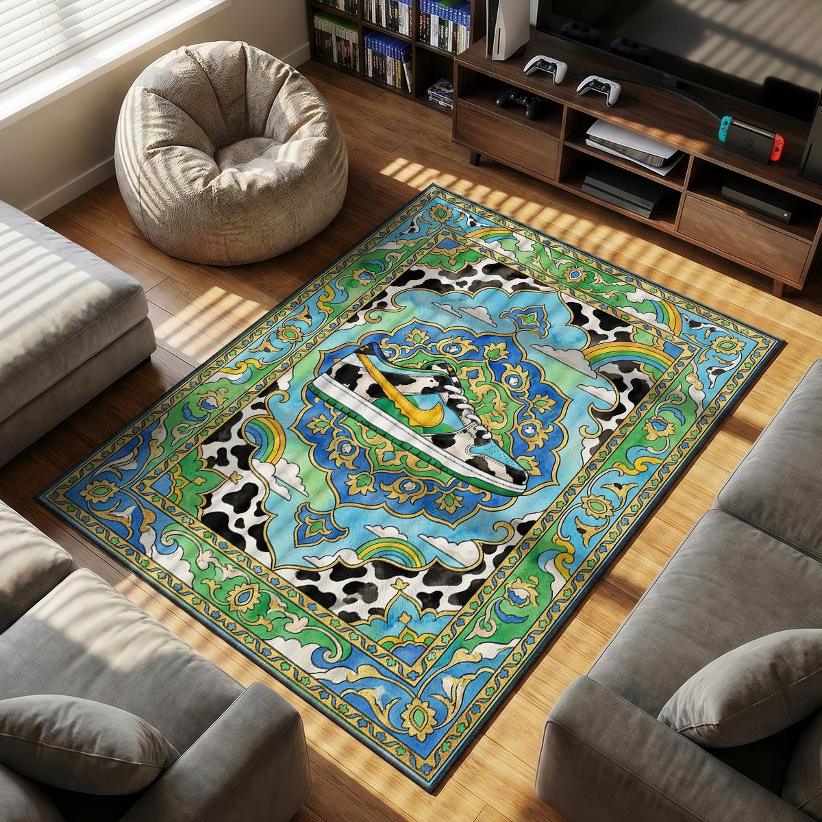 Nike SB themed area rug for home decor fans