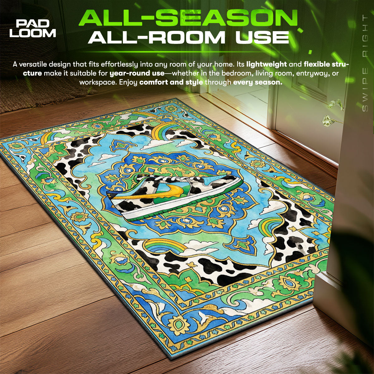 Nike SB Chunky Dunky Psychedelic Sneaker Culture Floor fan rug — premium quality print