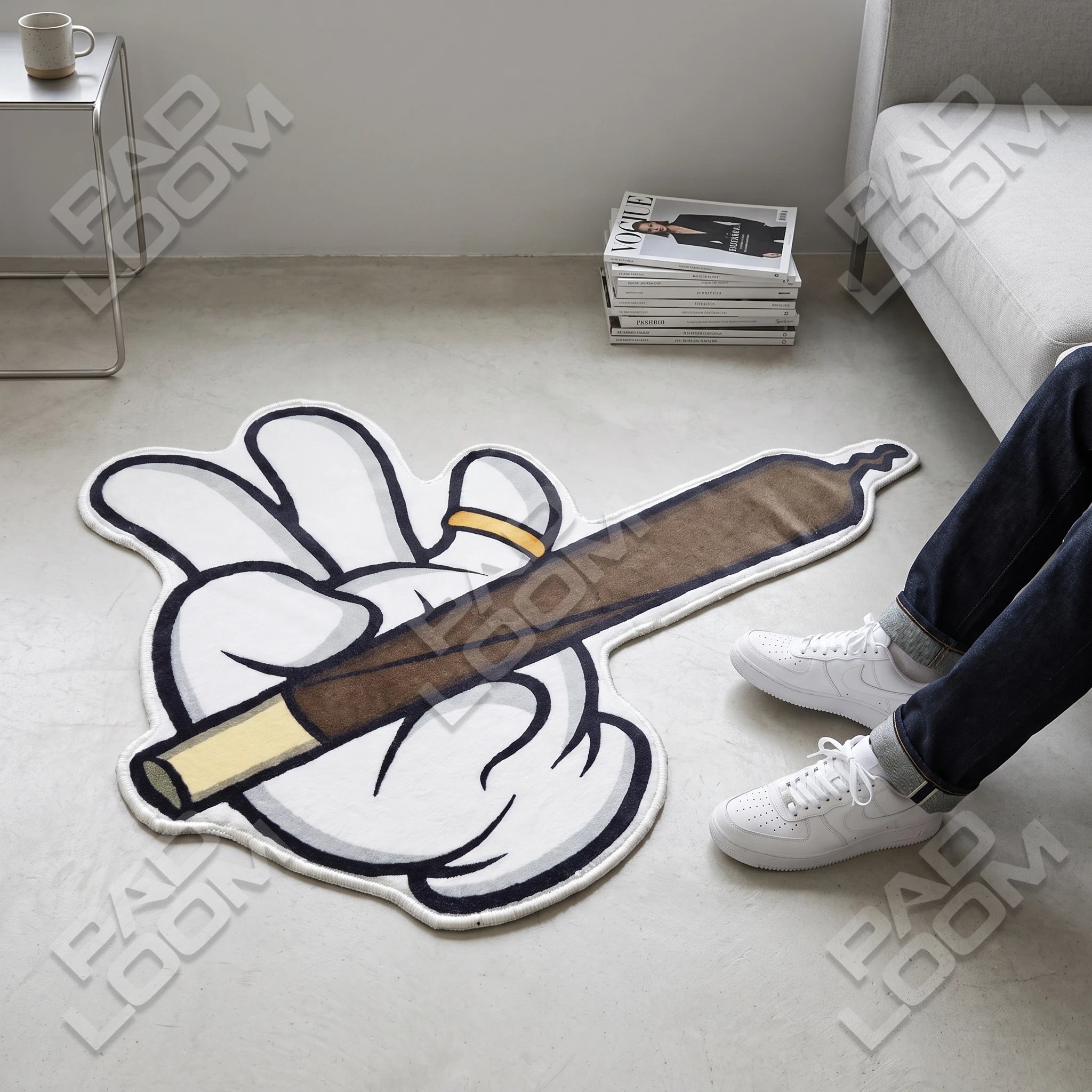 Cigar Glove shaped rug shown in a room setting