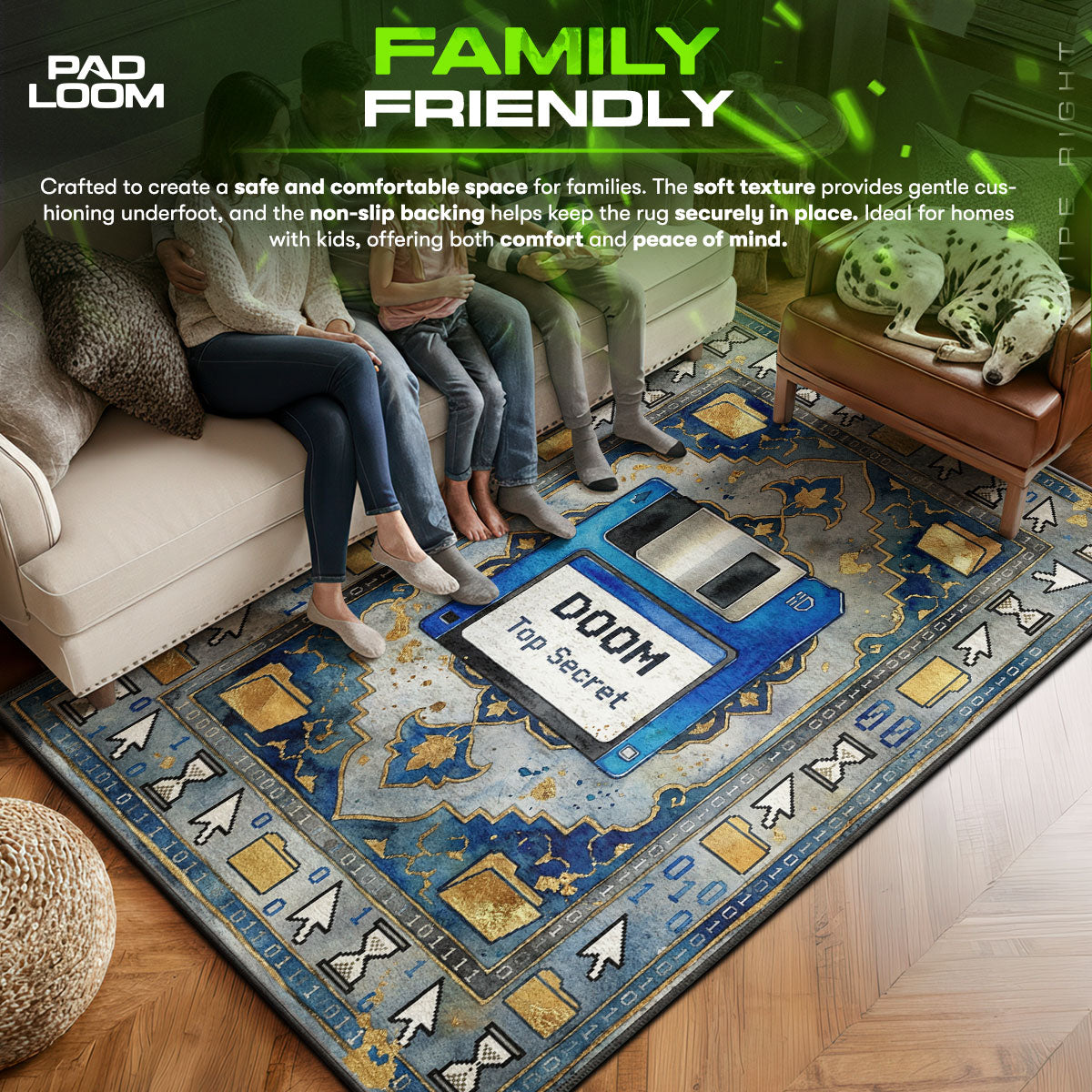 Area character design printed on rug