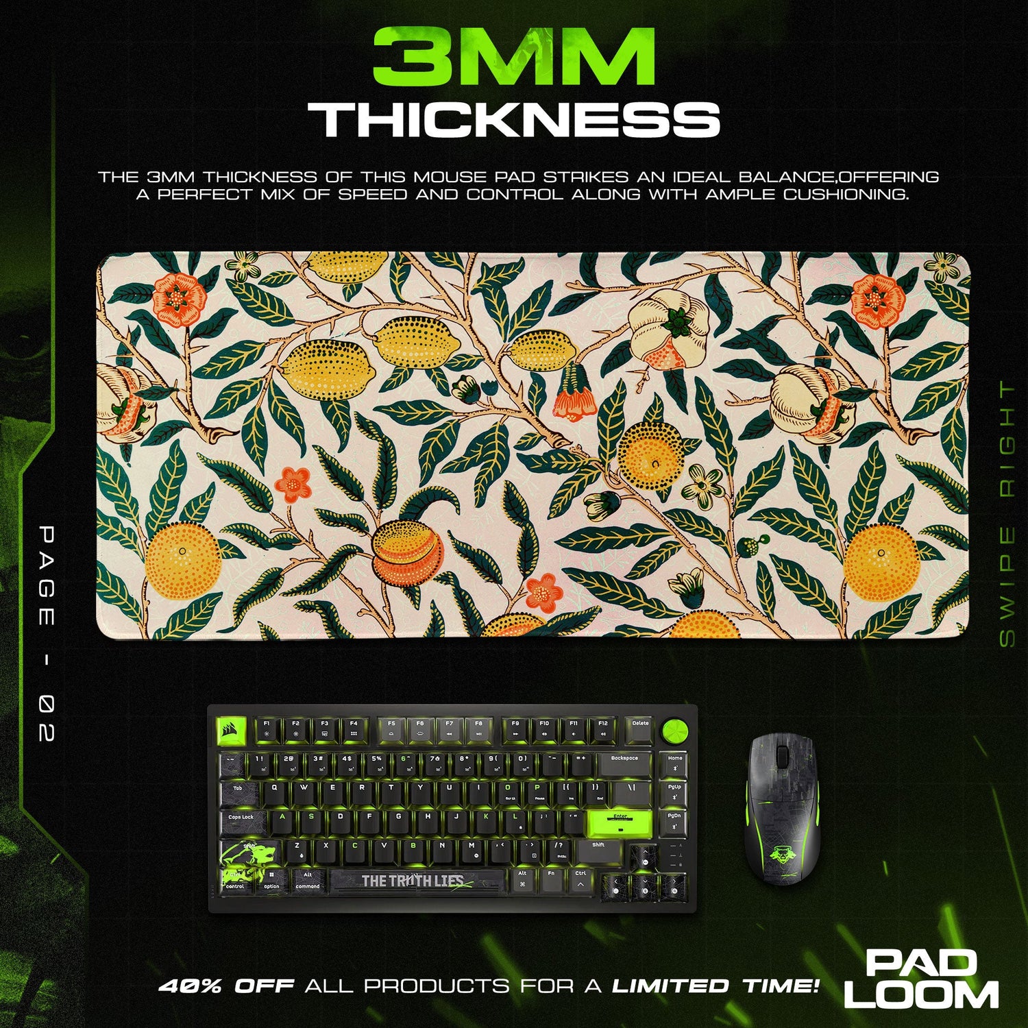 Citrus Grove Mouse Pad, Botanical Fruit Gaming Desk Mat Padloom
