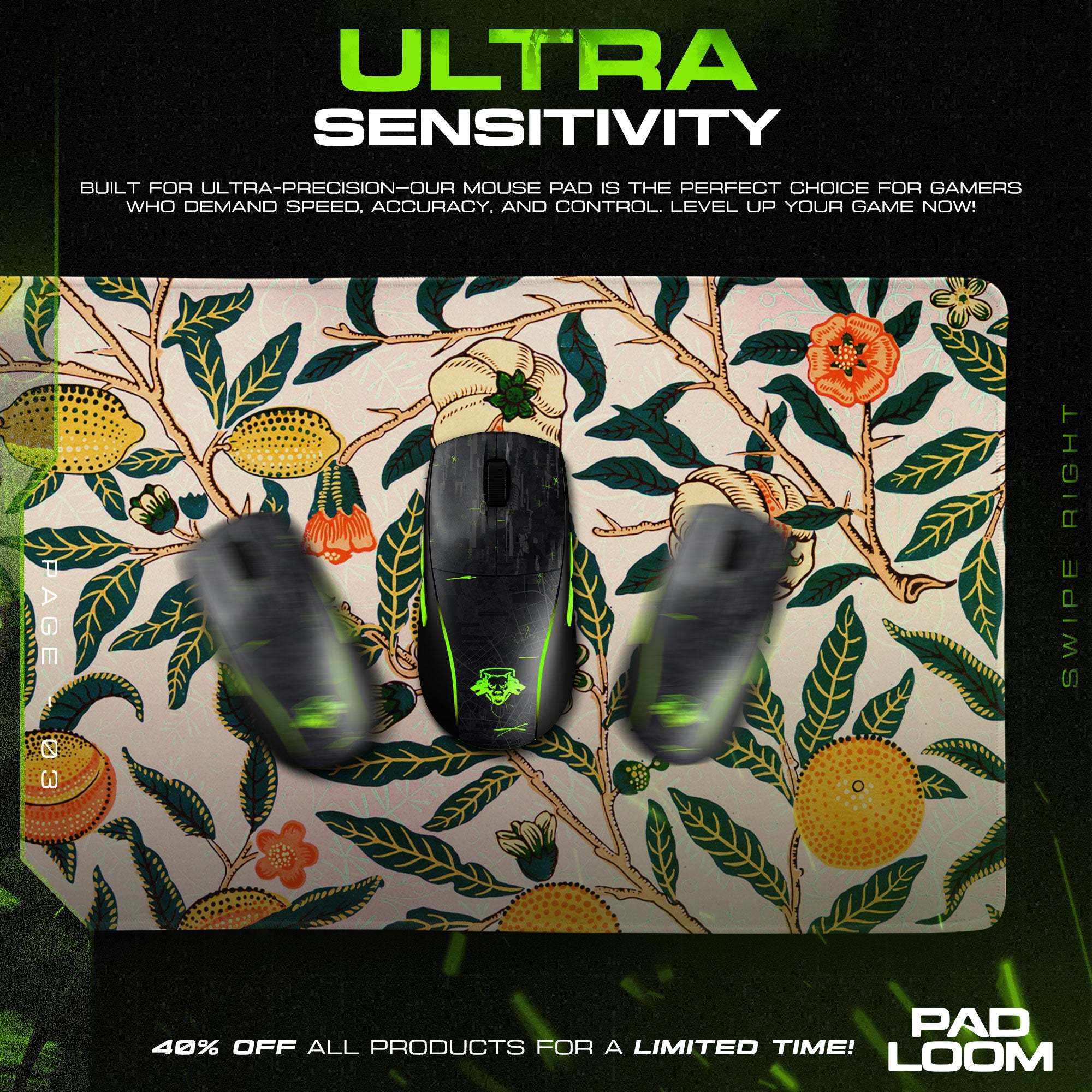 Citrus Grove Mouse Pad, Botanical Fruit Gaming Desk Mat