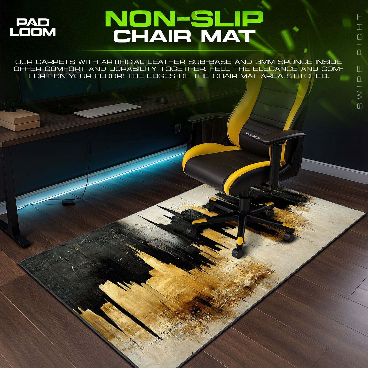 City Skyline Gold Mouse Pad, Abstract Gamer Desk Mat Padloom
