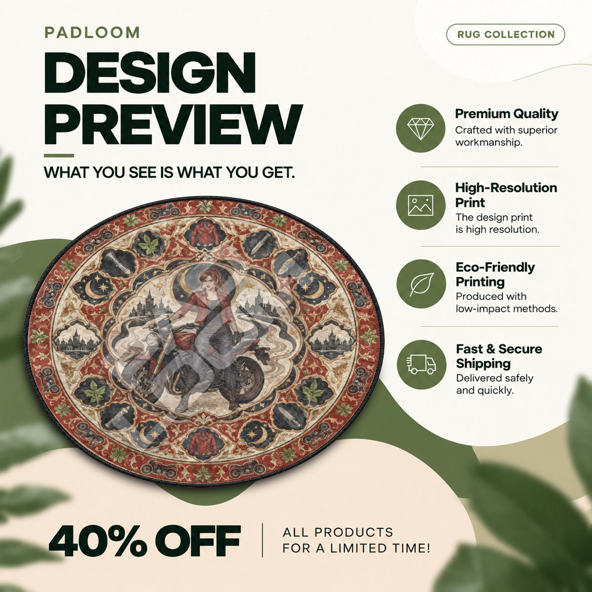 Claire Motorcycle Round Rug - Resident Evil Chair Mat