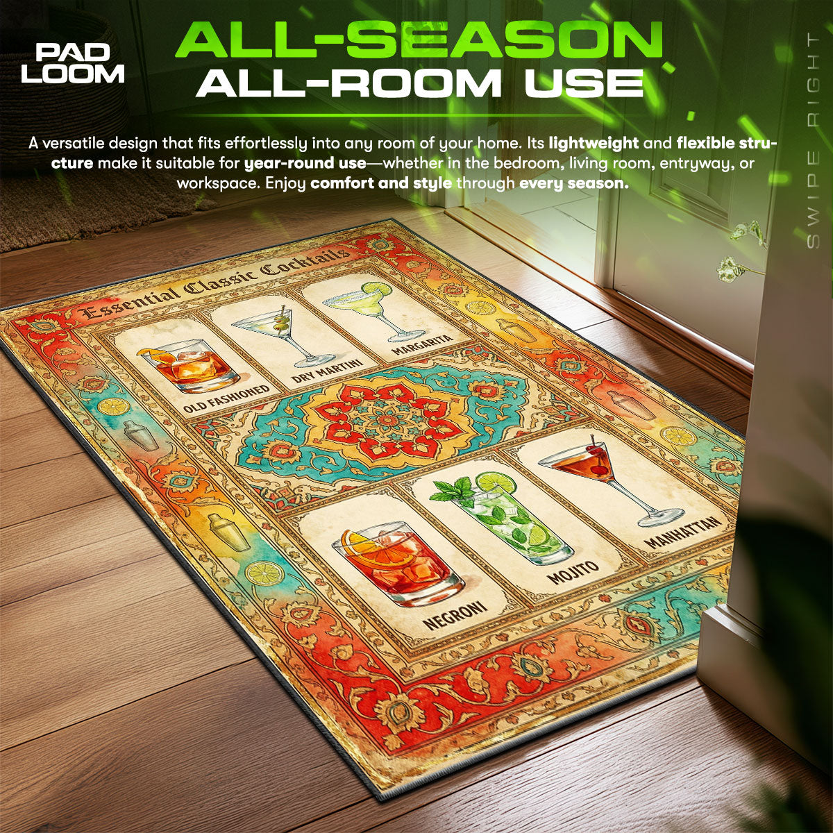 Detailed close-up of Cocktails rug pattern