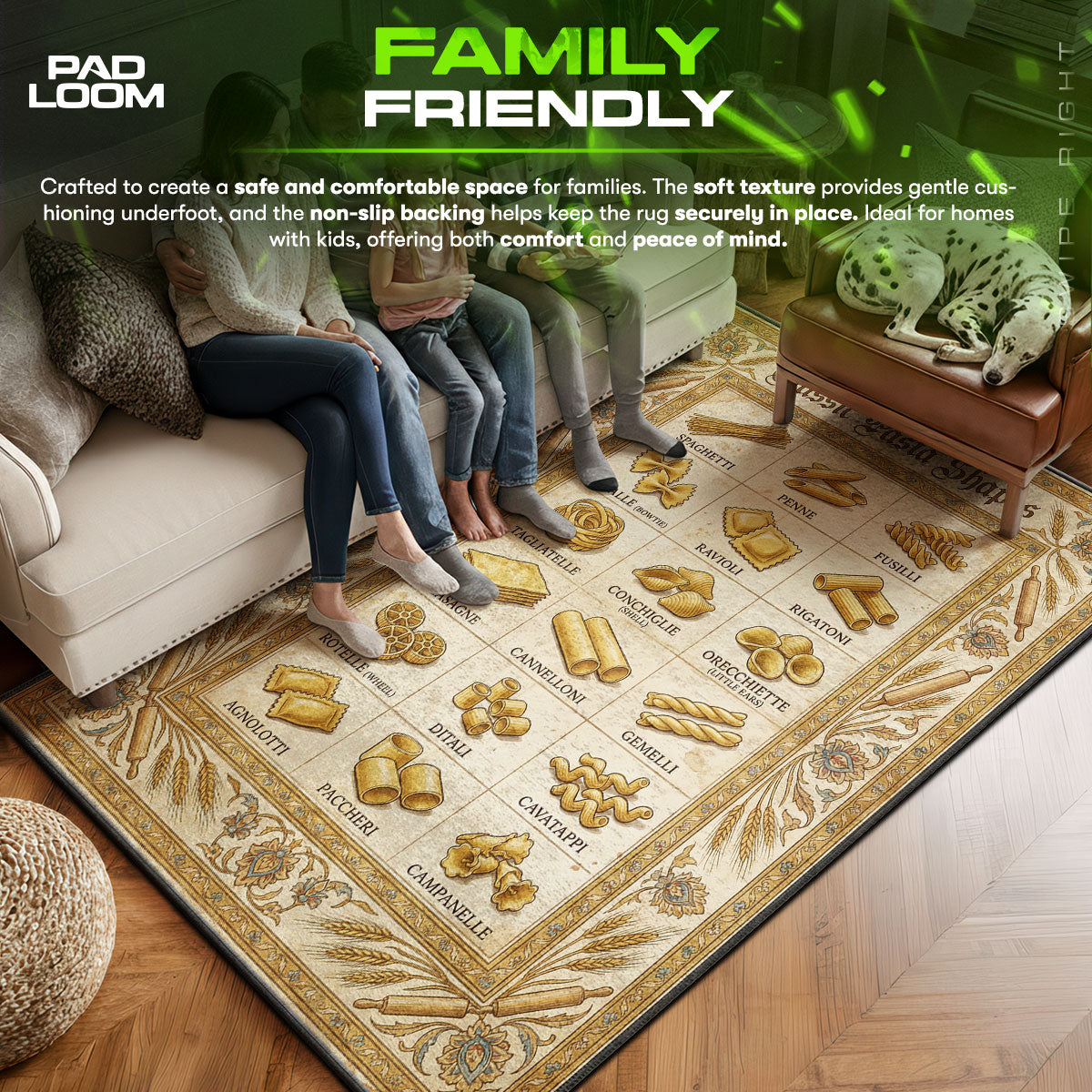 Floor character design printed on rug