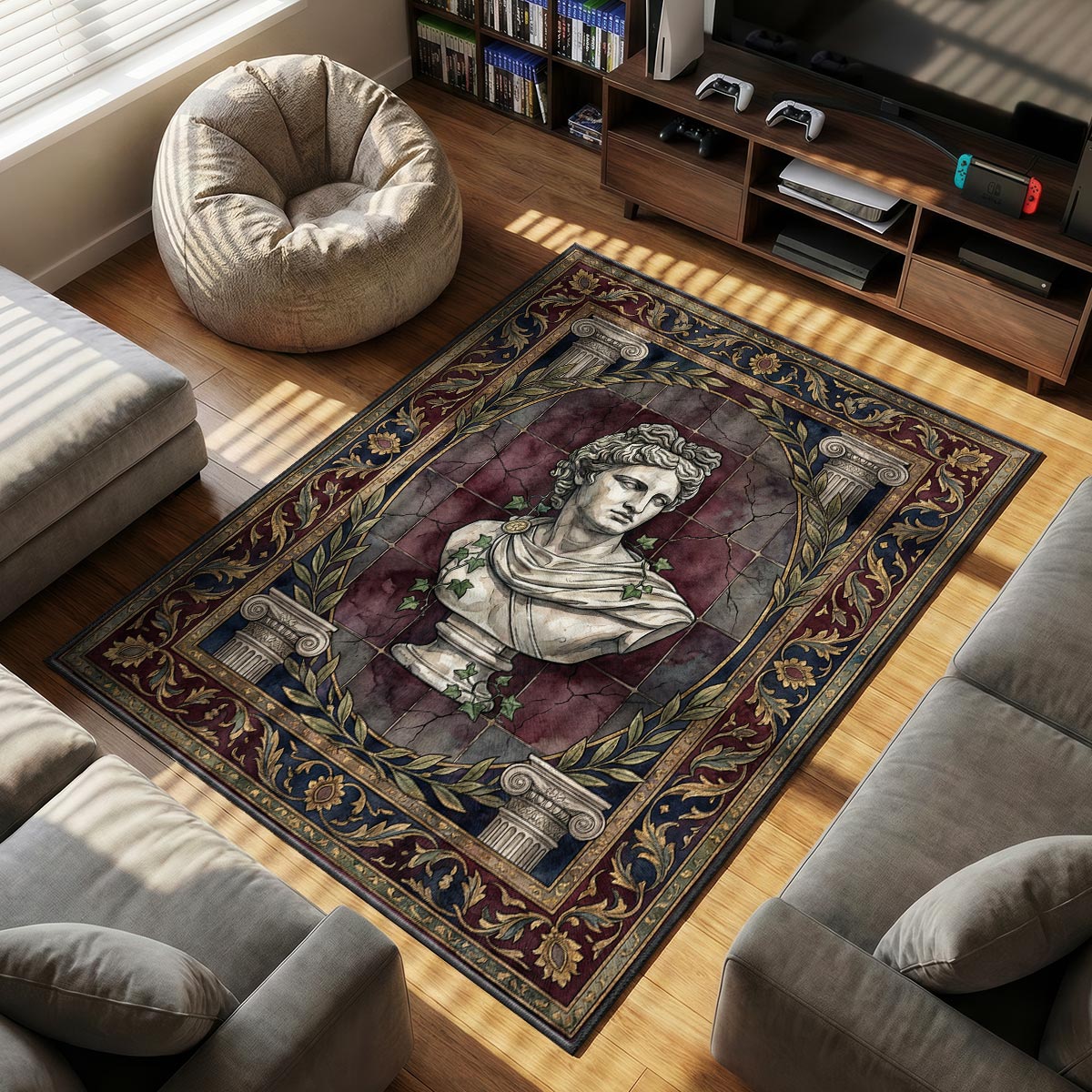 Area character design printed on rug