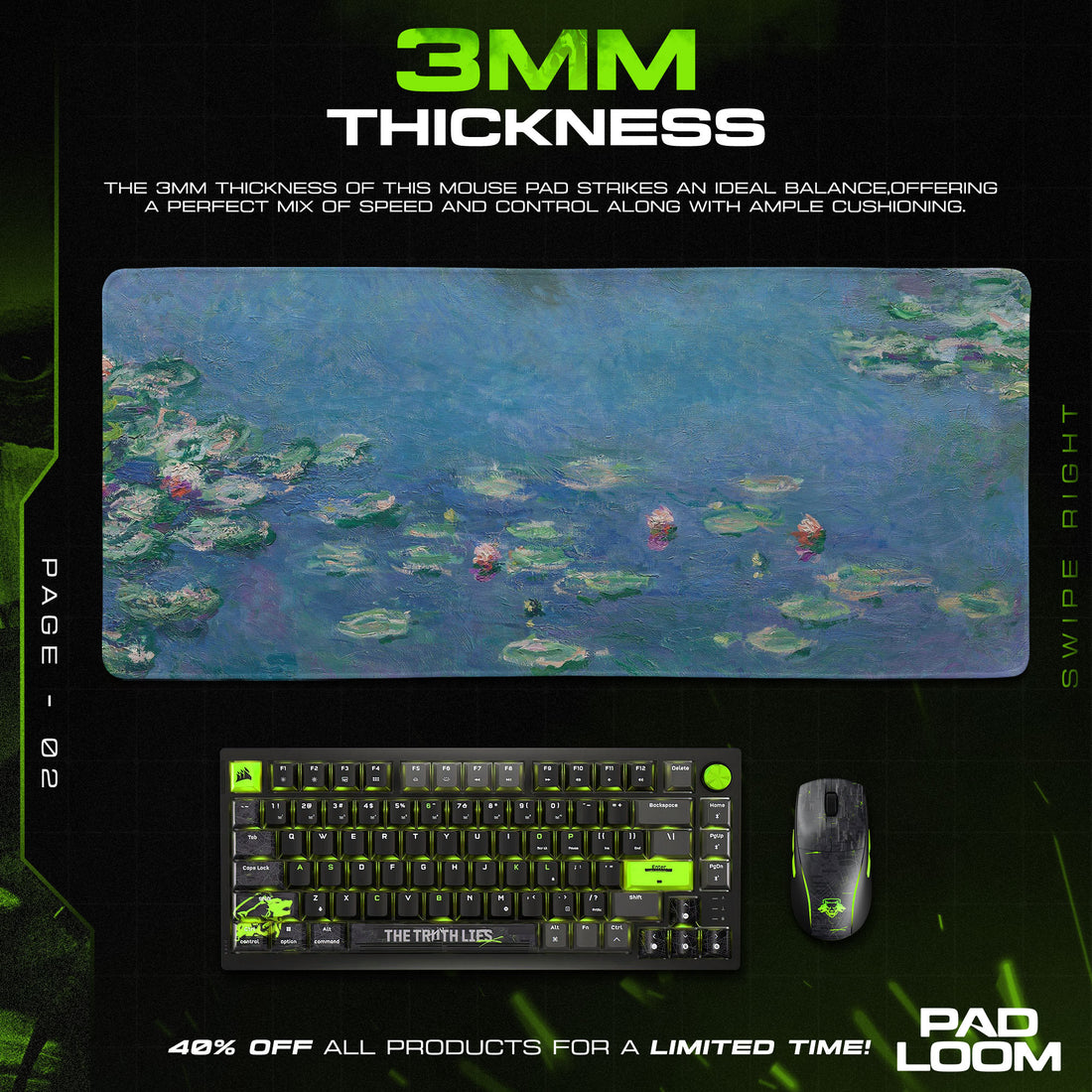 Claude Monet Water Lilies Mouse Pad – Art Desk Mat