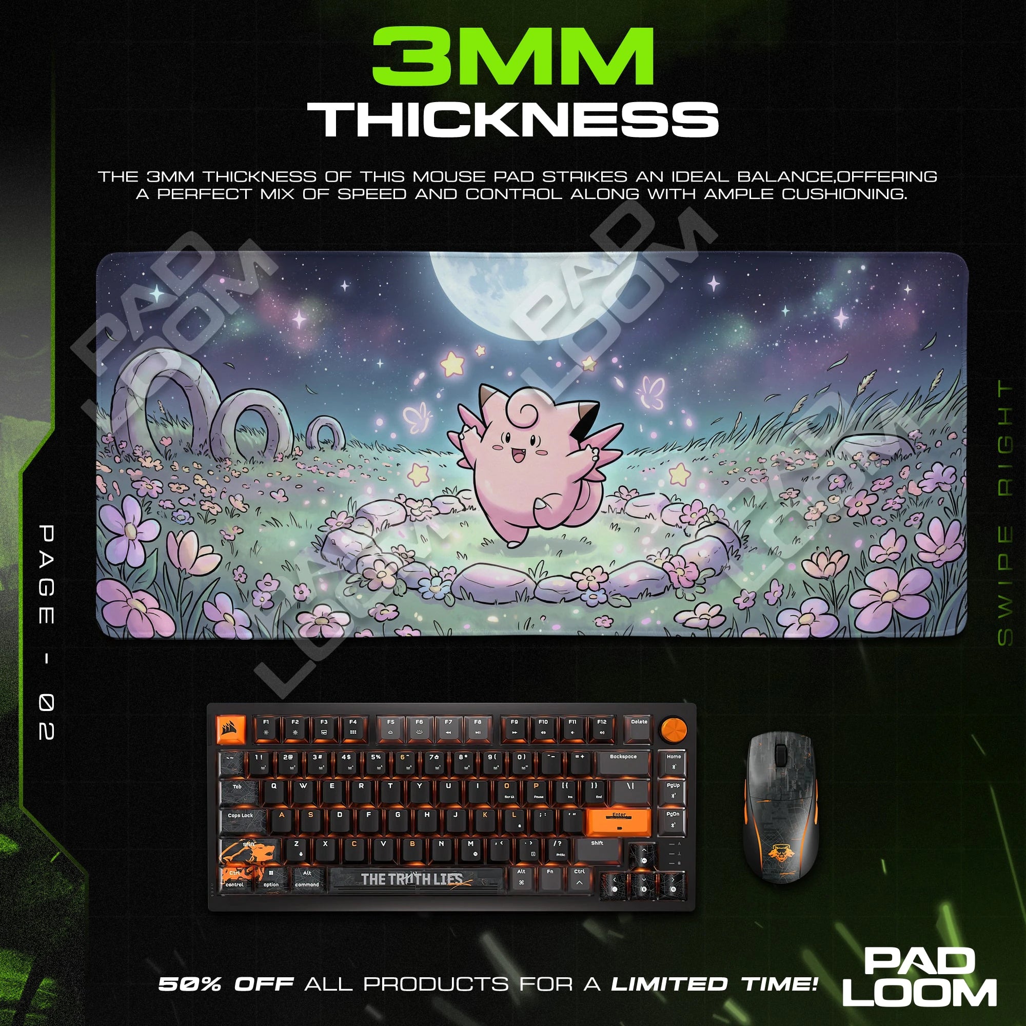 Clefairy Moonlit Dance Mouse Pad - Pokémon Desk Mat
