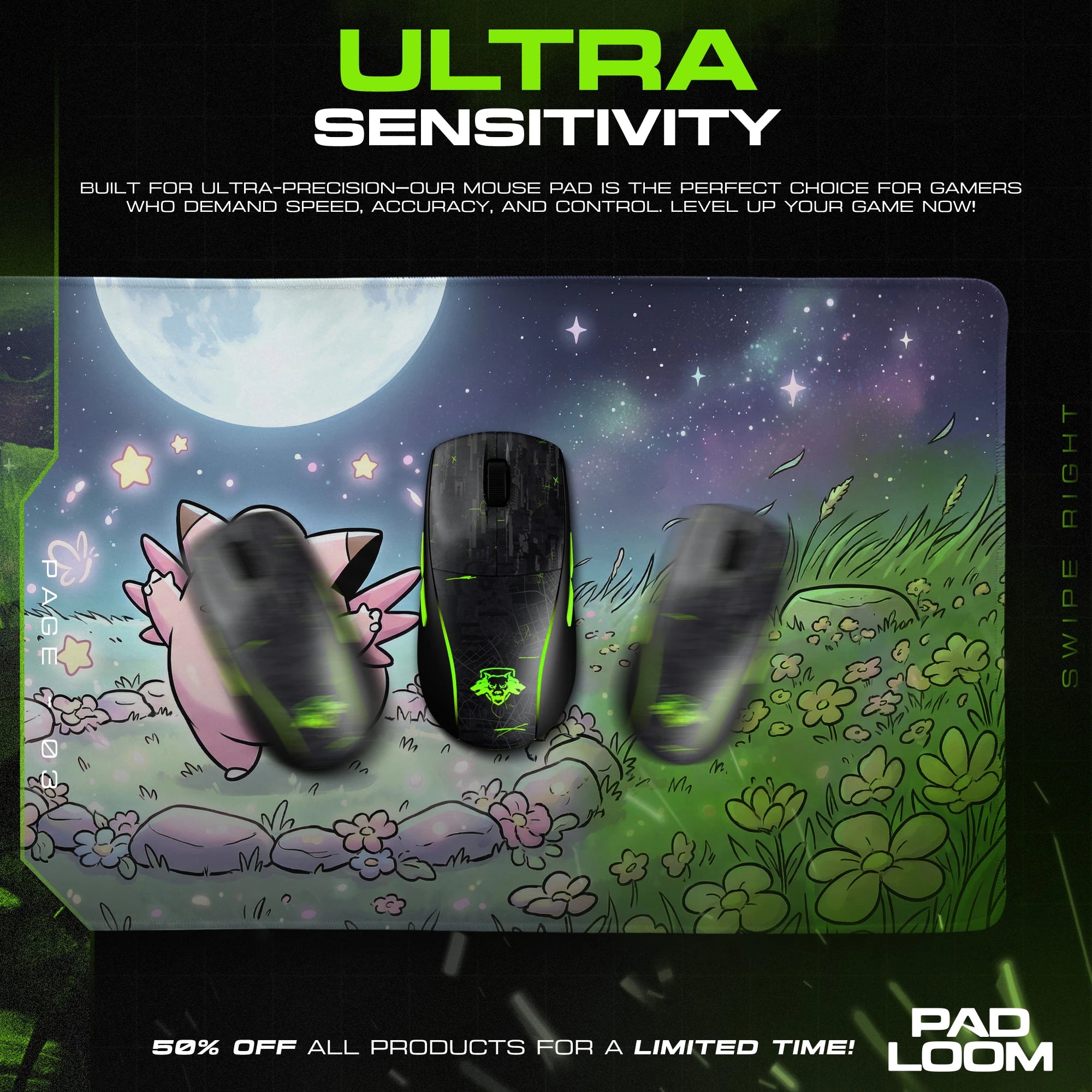 Clefairy Moonlit Dance Mouse Pad - Pokémon Desk Mat