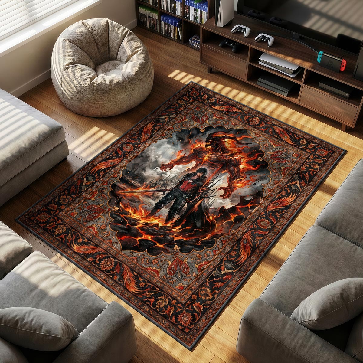 Clive & Ifrit Eikon Rug - Final Fantasy XVI Chair Mat